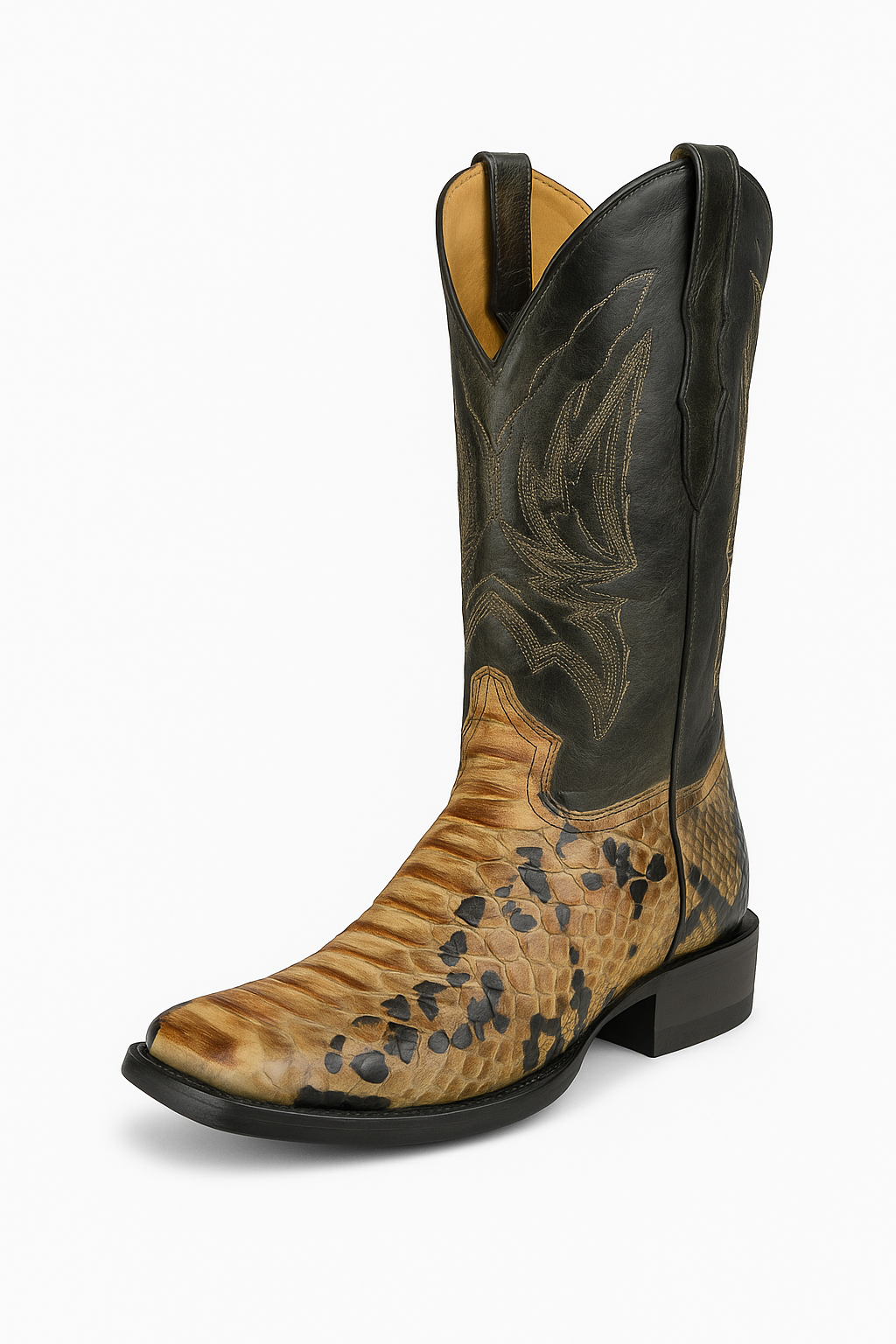 Genuine Python Embossed,Hand Decorated Western Boots