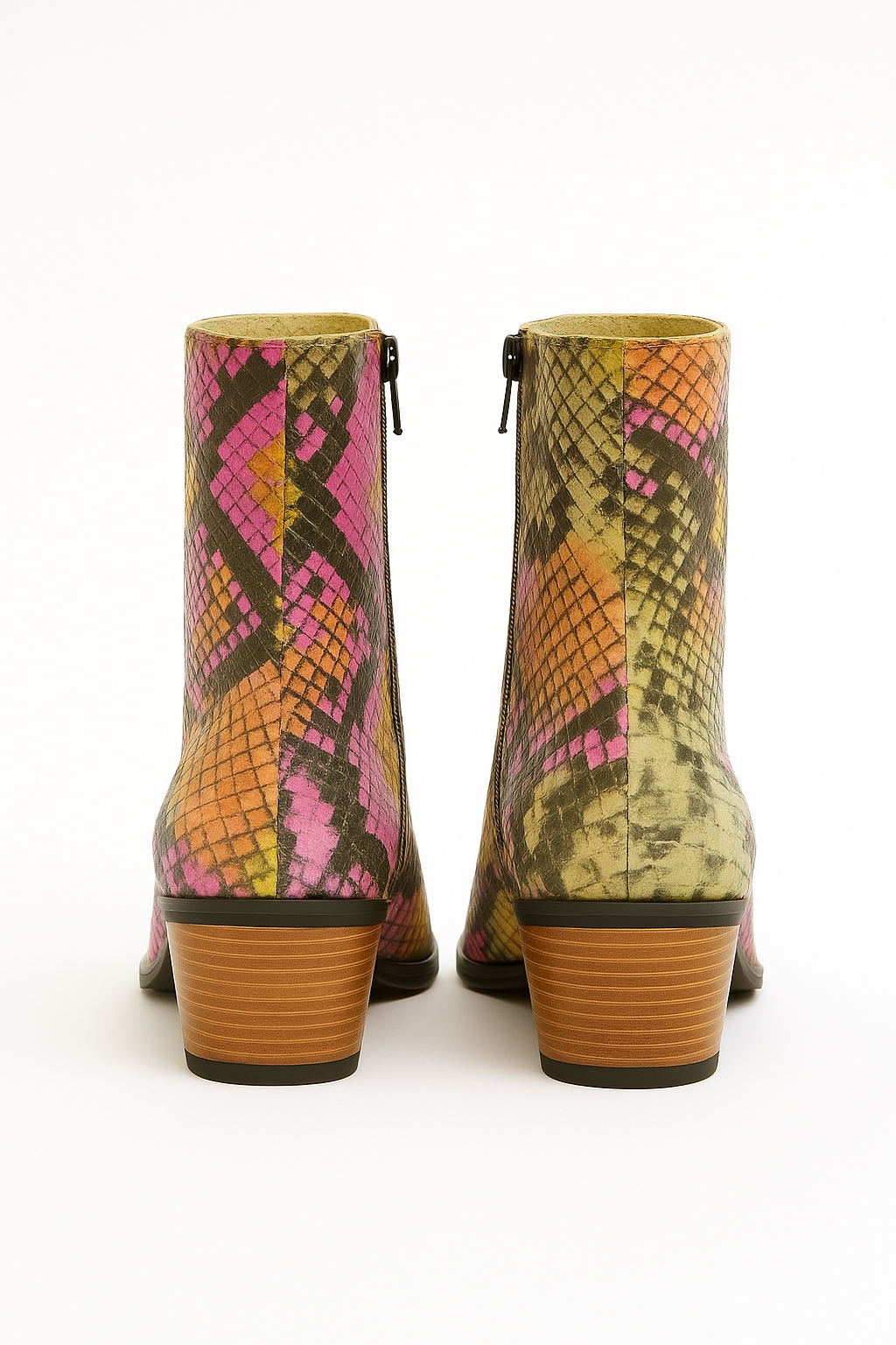 Colorful Snake Print leather Western & Ankle Style