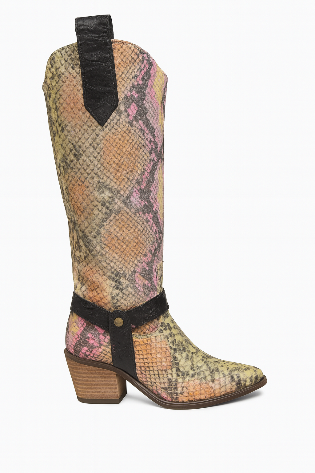 Colorful Snake Print leather Western & Ankle Style