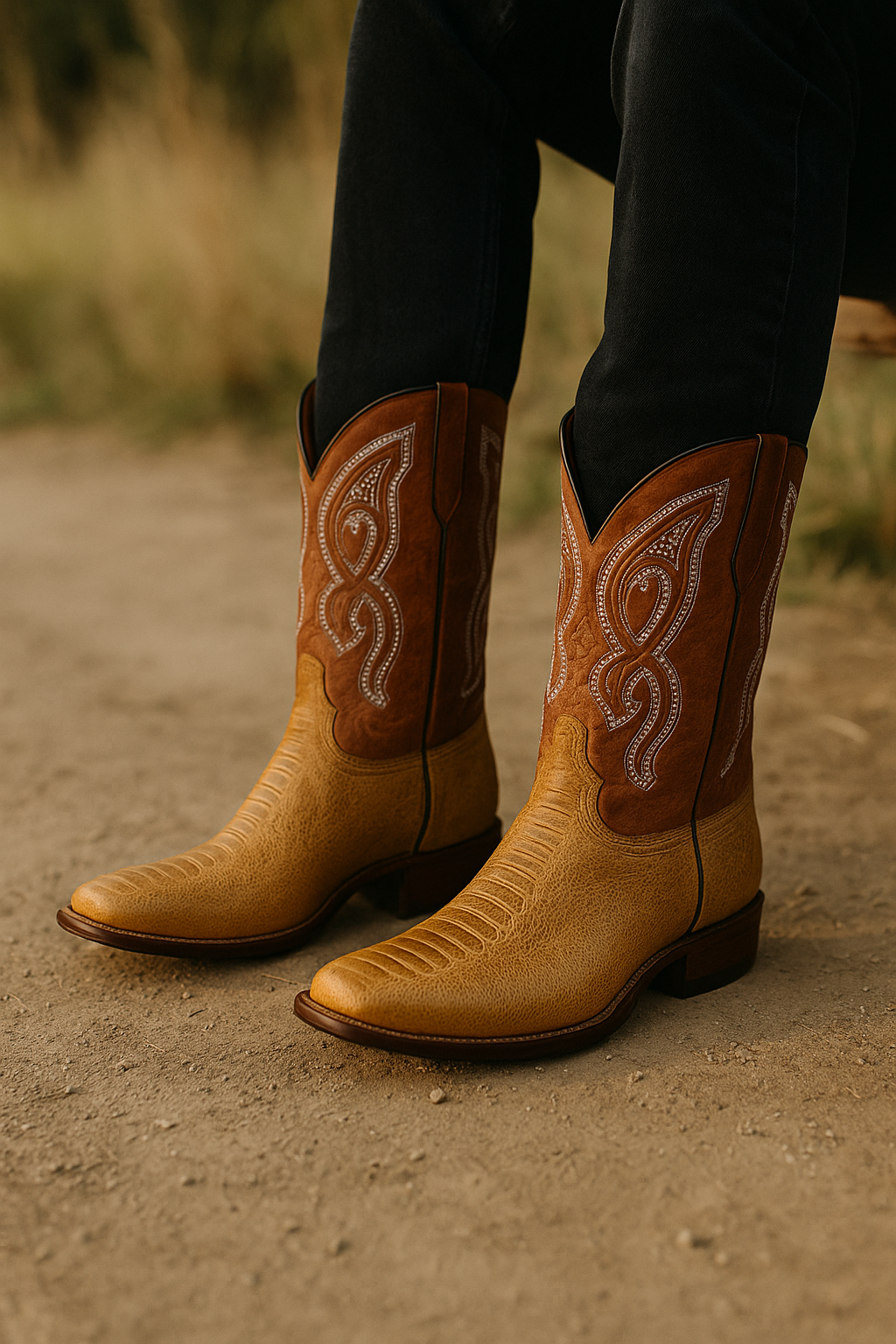 Exotic Western Cowboy Boots – Embossed Ostrich Leg