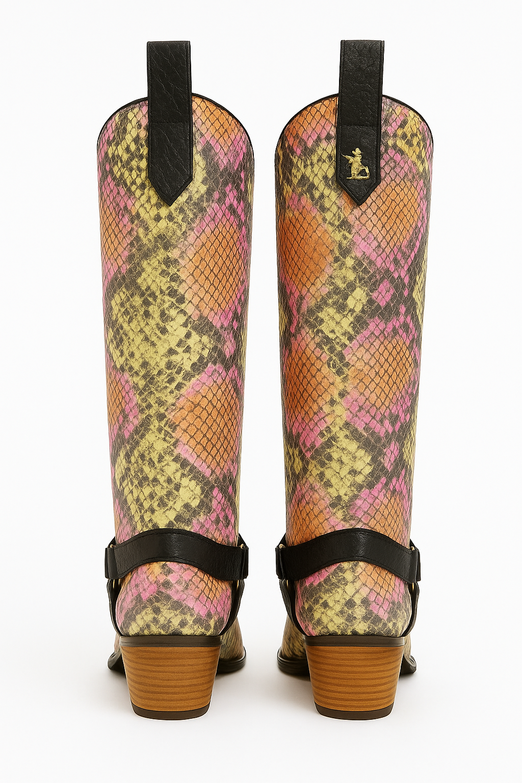 Colorful Snake Print leather Western & Ankle Style