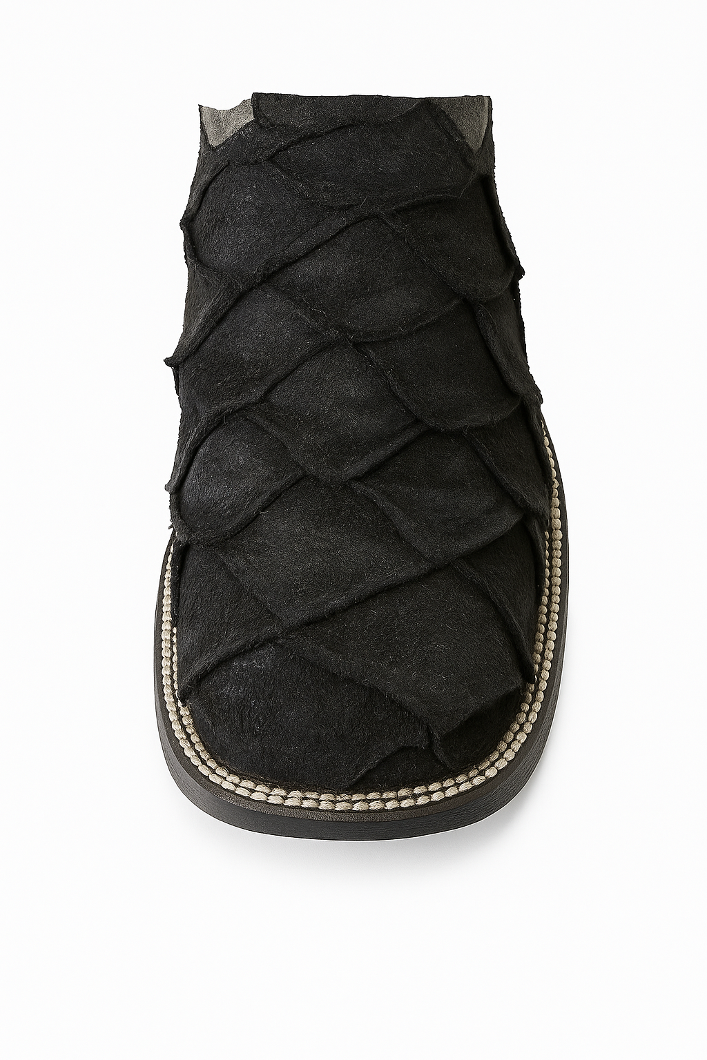 Black Embossed Pirarucu Leather Cowboy Boots with Distressed Shaft