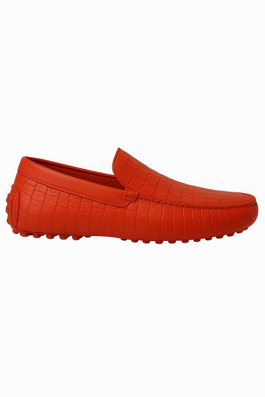 Bold red crocodile Embossed Leather Moccasins