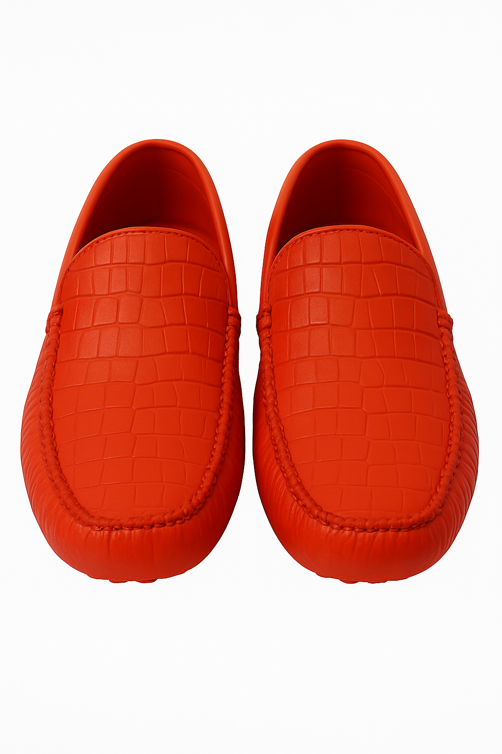 Bold red crocodile Embossed Leather Moccasins