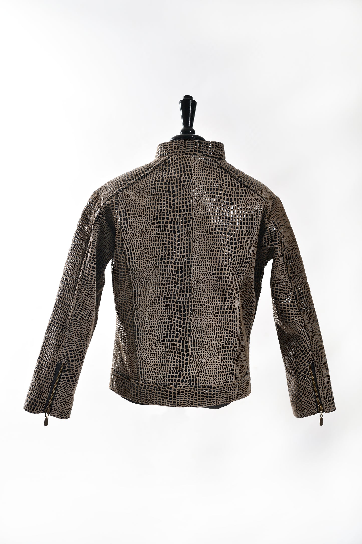 Boys Reptile-Pattern Leather Racer Jacket los angeles