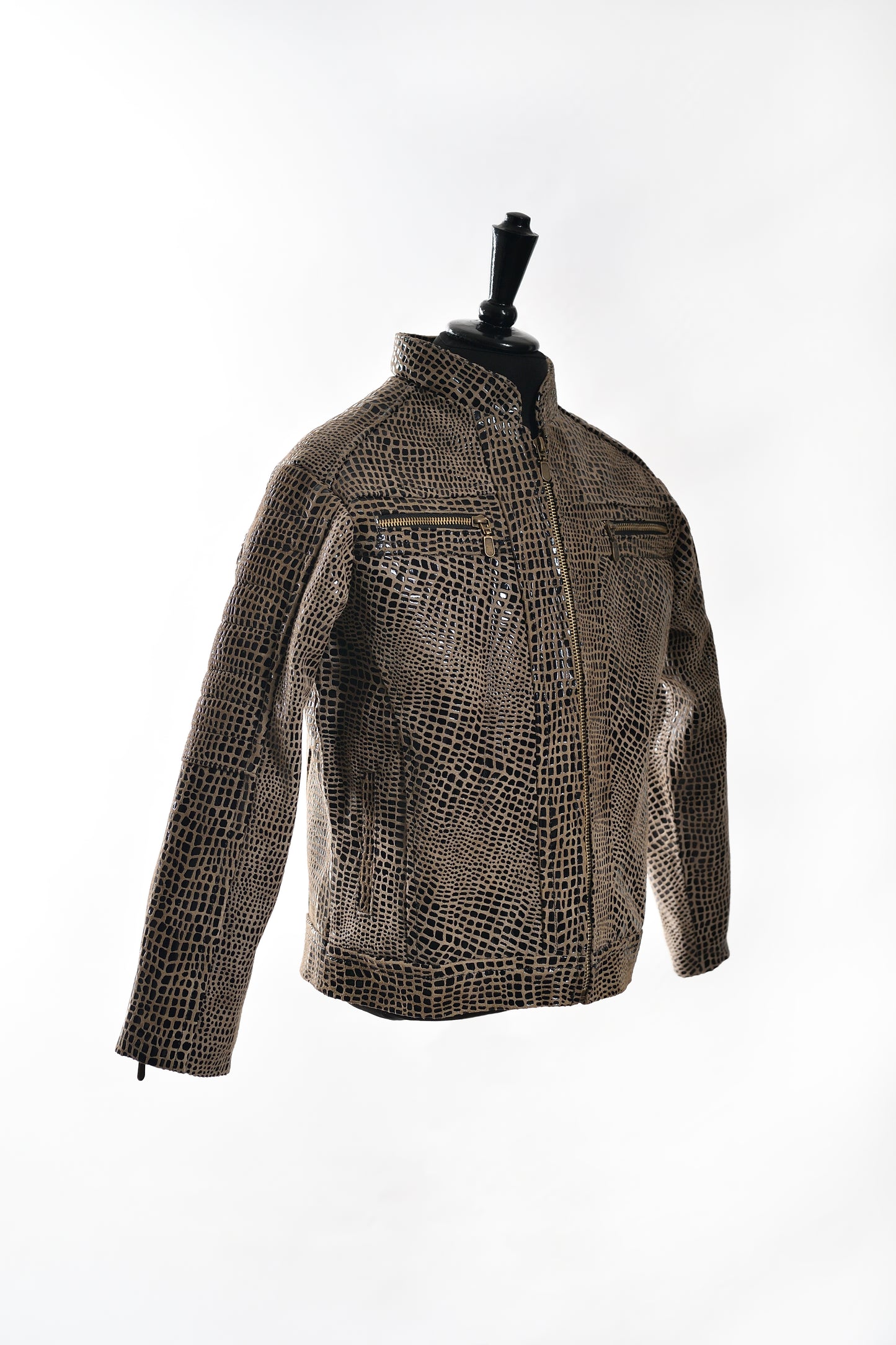 Boys Reptile-Pattern Leather Racer Jacket near me