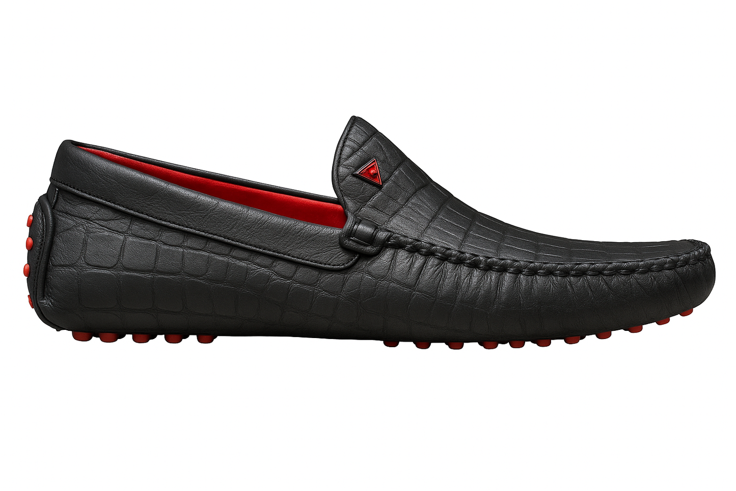 Exotic Croc Pattern Loafers with Red Inter