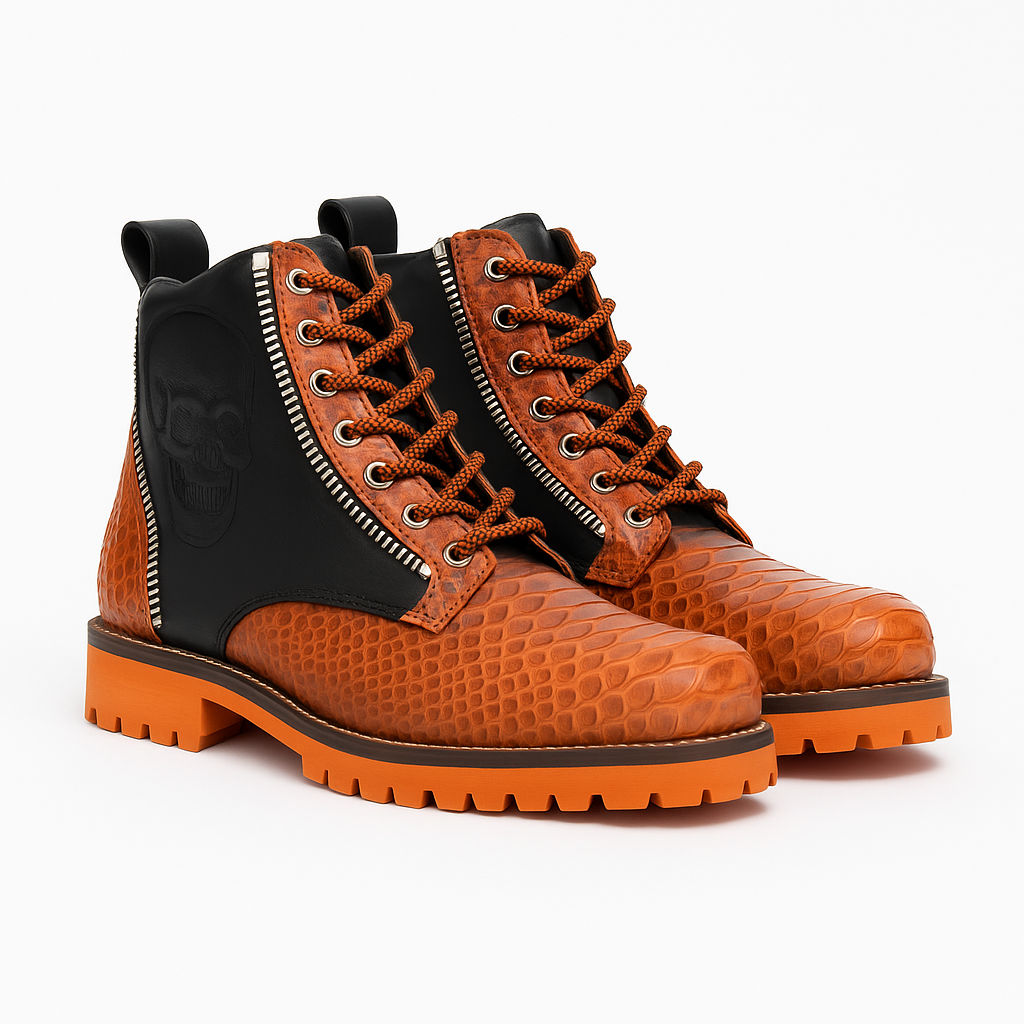 Genuine Python Skull Boots