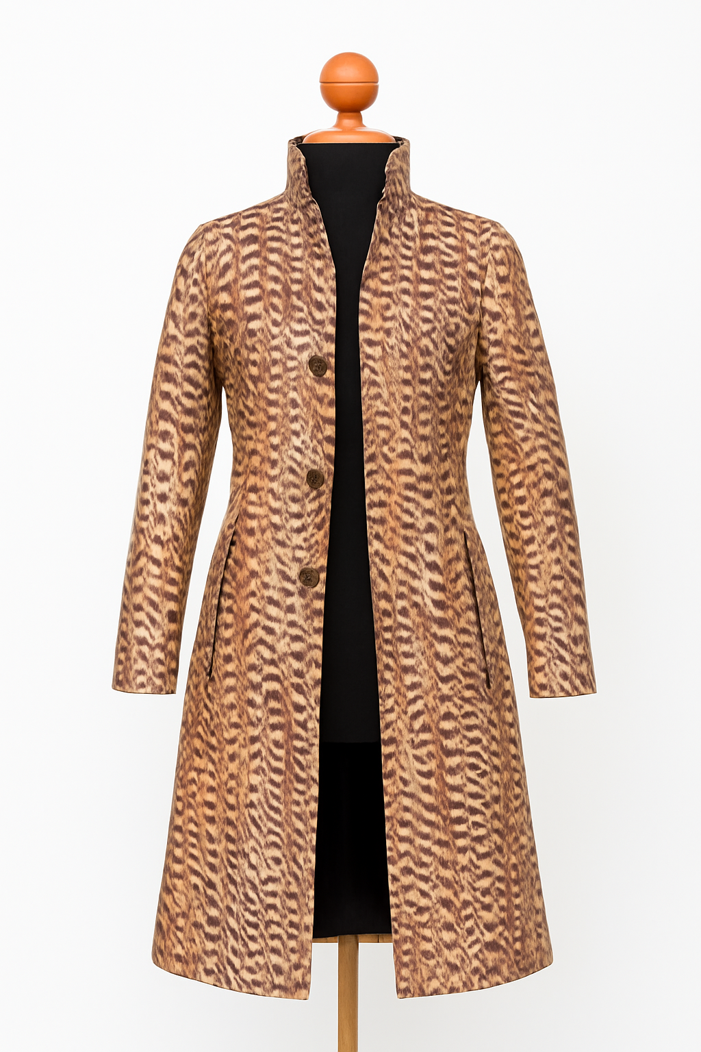 Artistic Feather Impression Leather Coat