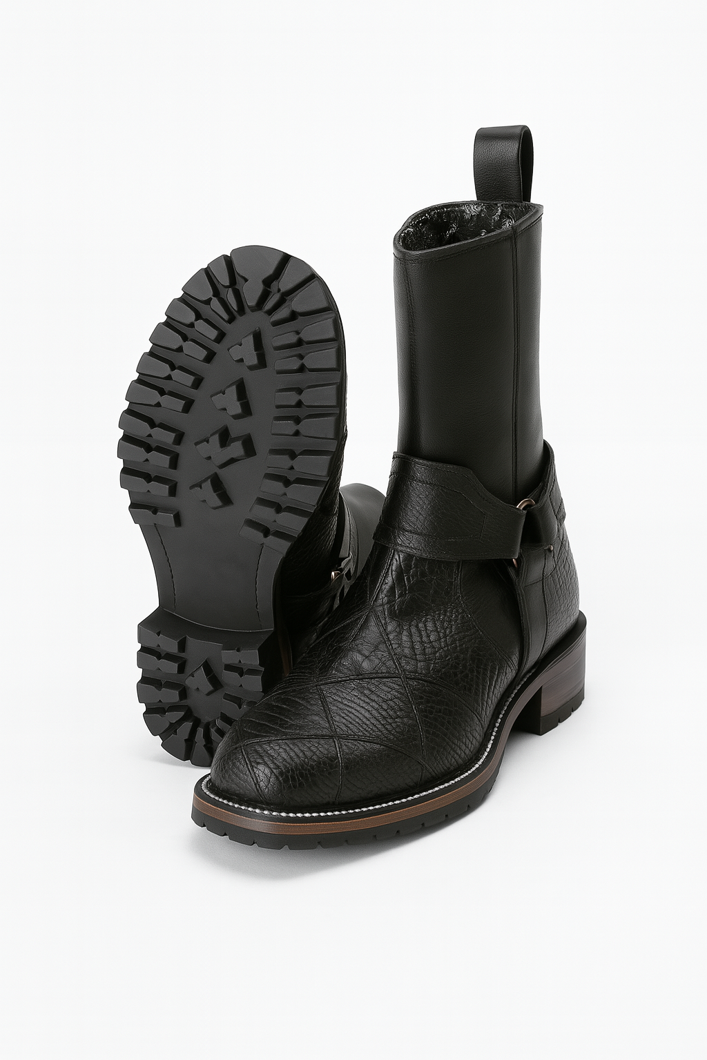 Premium Exotic Square-Toe Motorcycle Boots