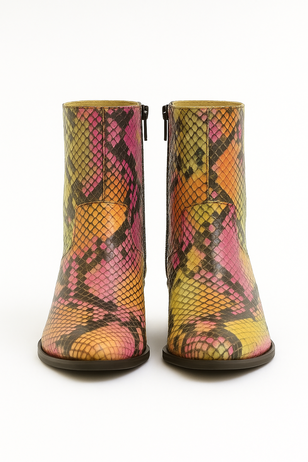 Colorful Snake Print leather Western & Ankle Style