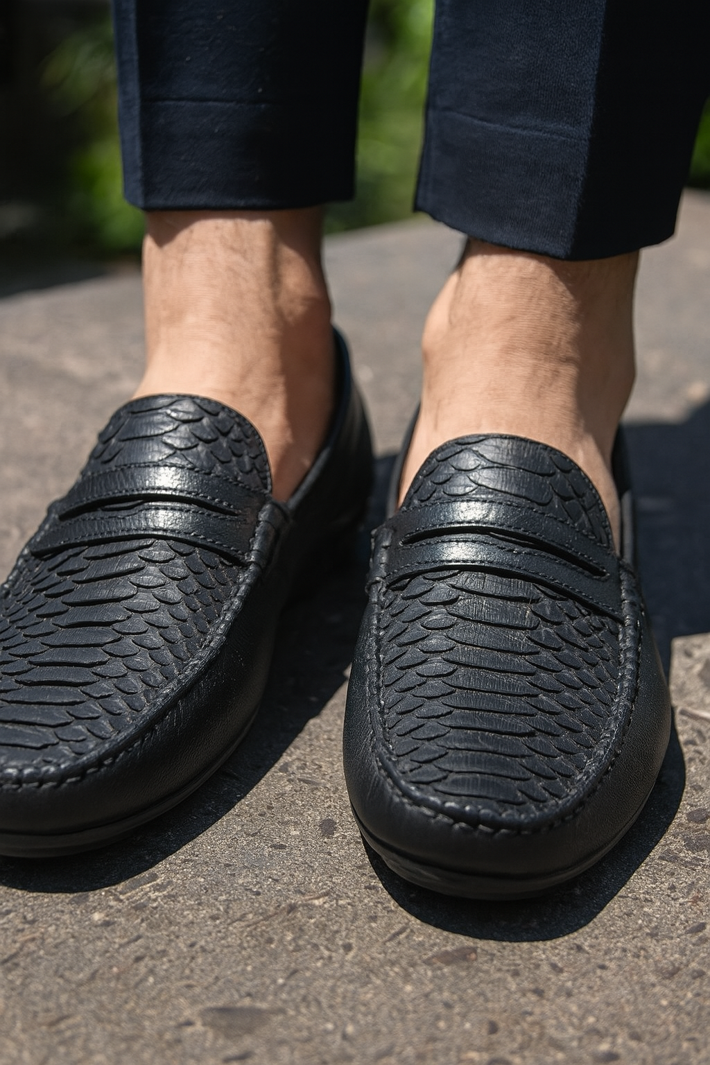 Premium Genuine Python Embossed Slip-Ons