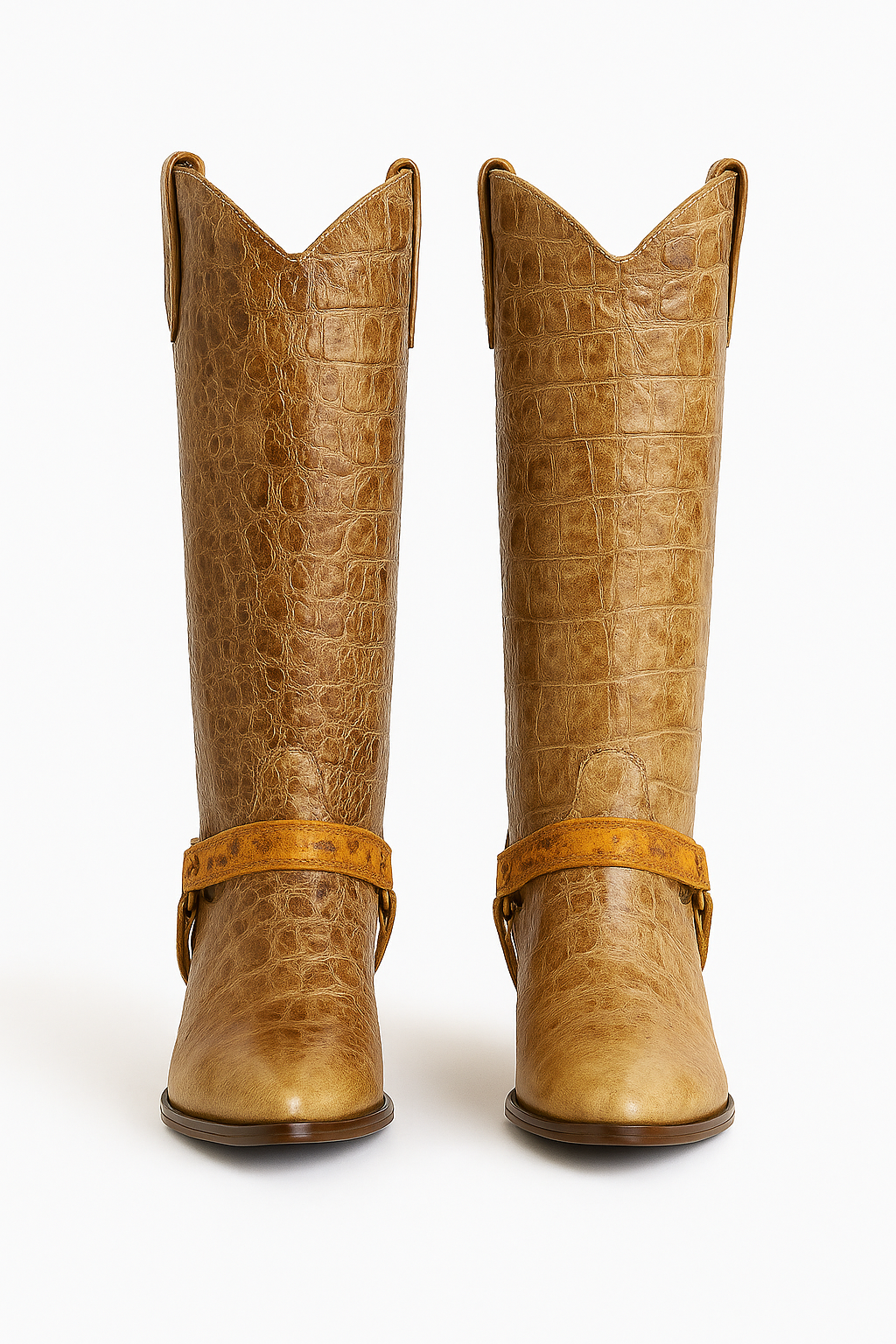 Premium crocodile embossed leather Boots with Convertible Styling