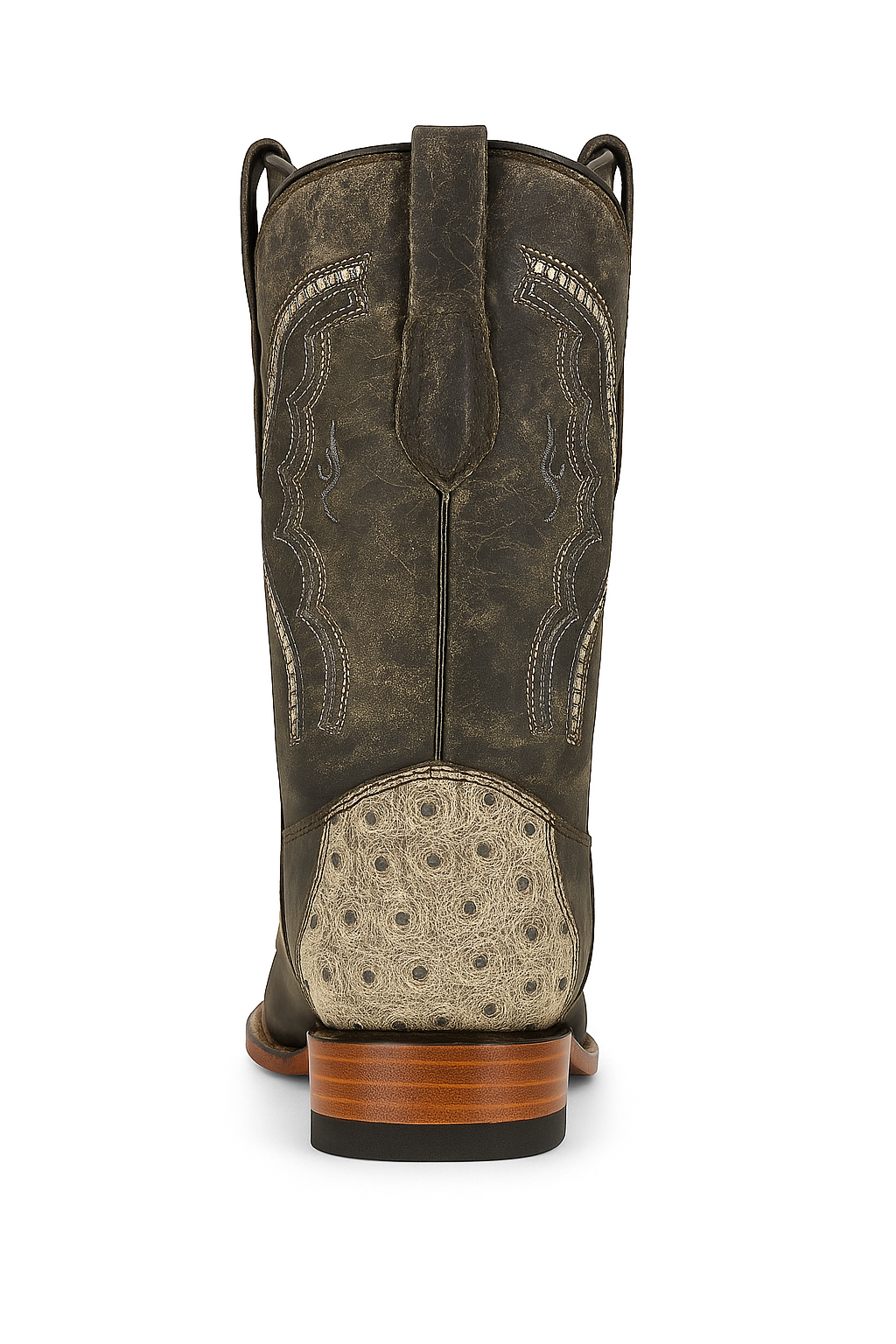 Distressed Leather Cowboy Boots – Ostrich Embossed Foot