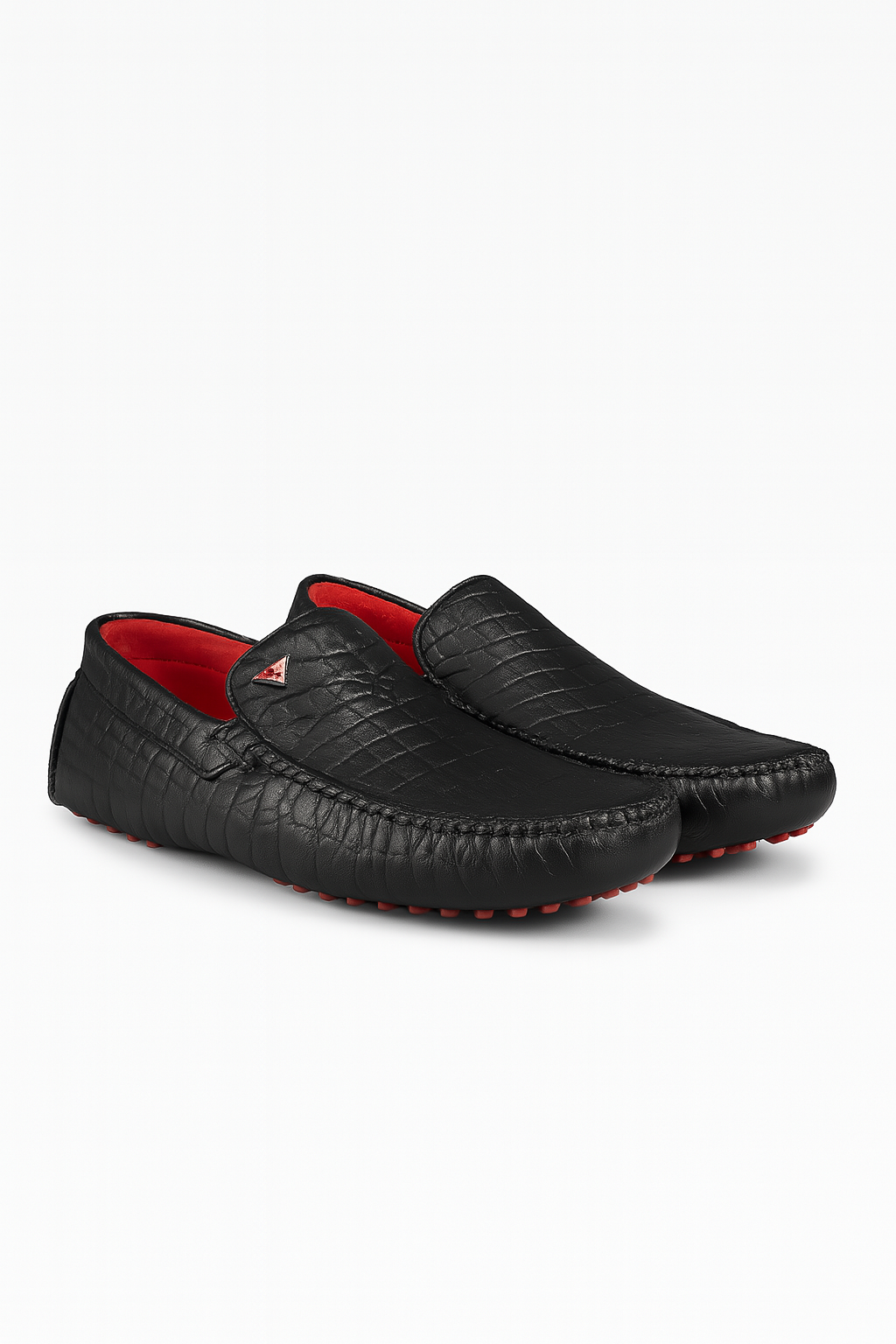 Exotic Croc Pattern Loafers with Red Inter