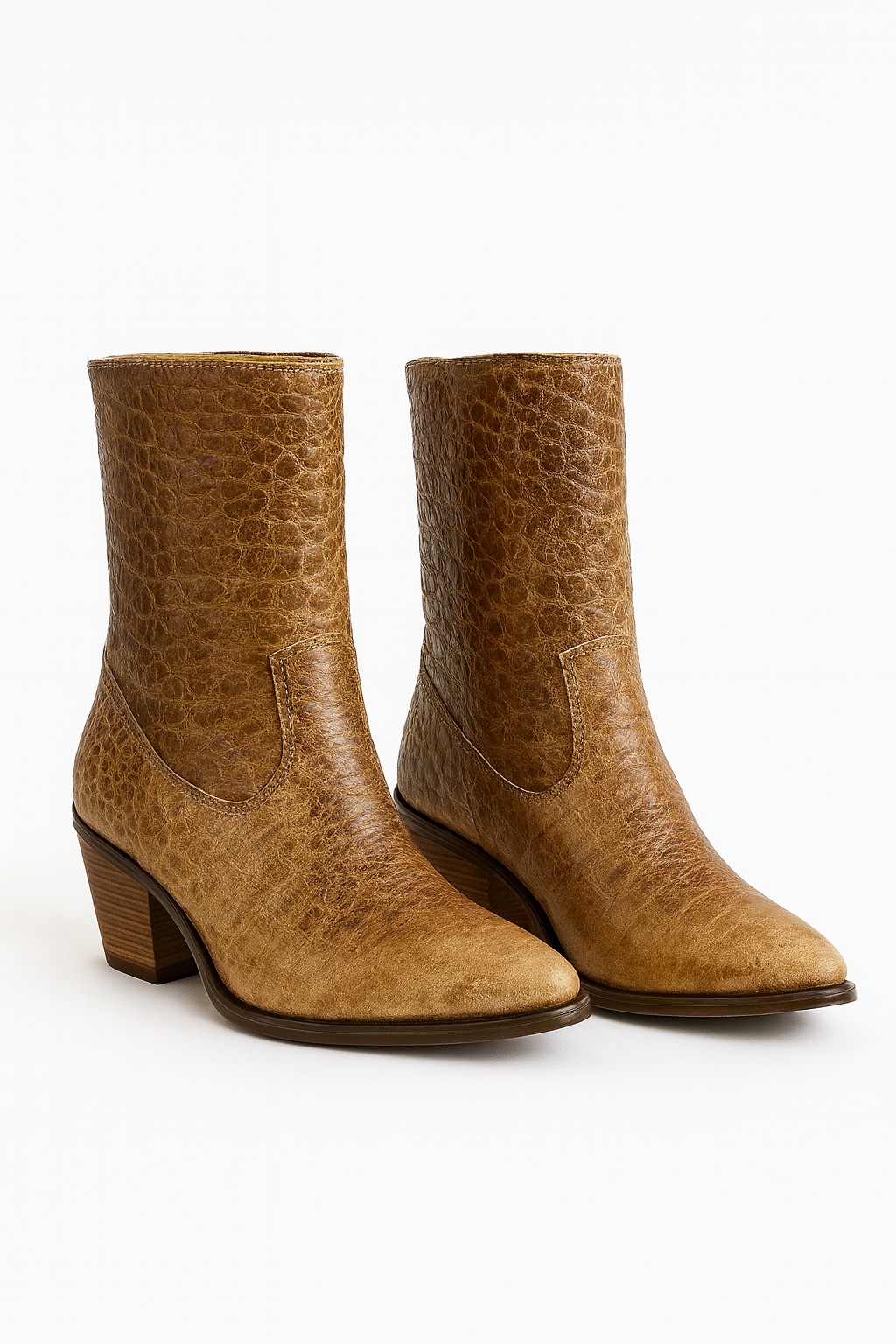 Premium crocodile embossed leather Boots with Convertible Styling