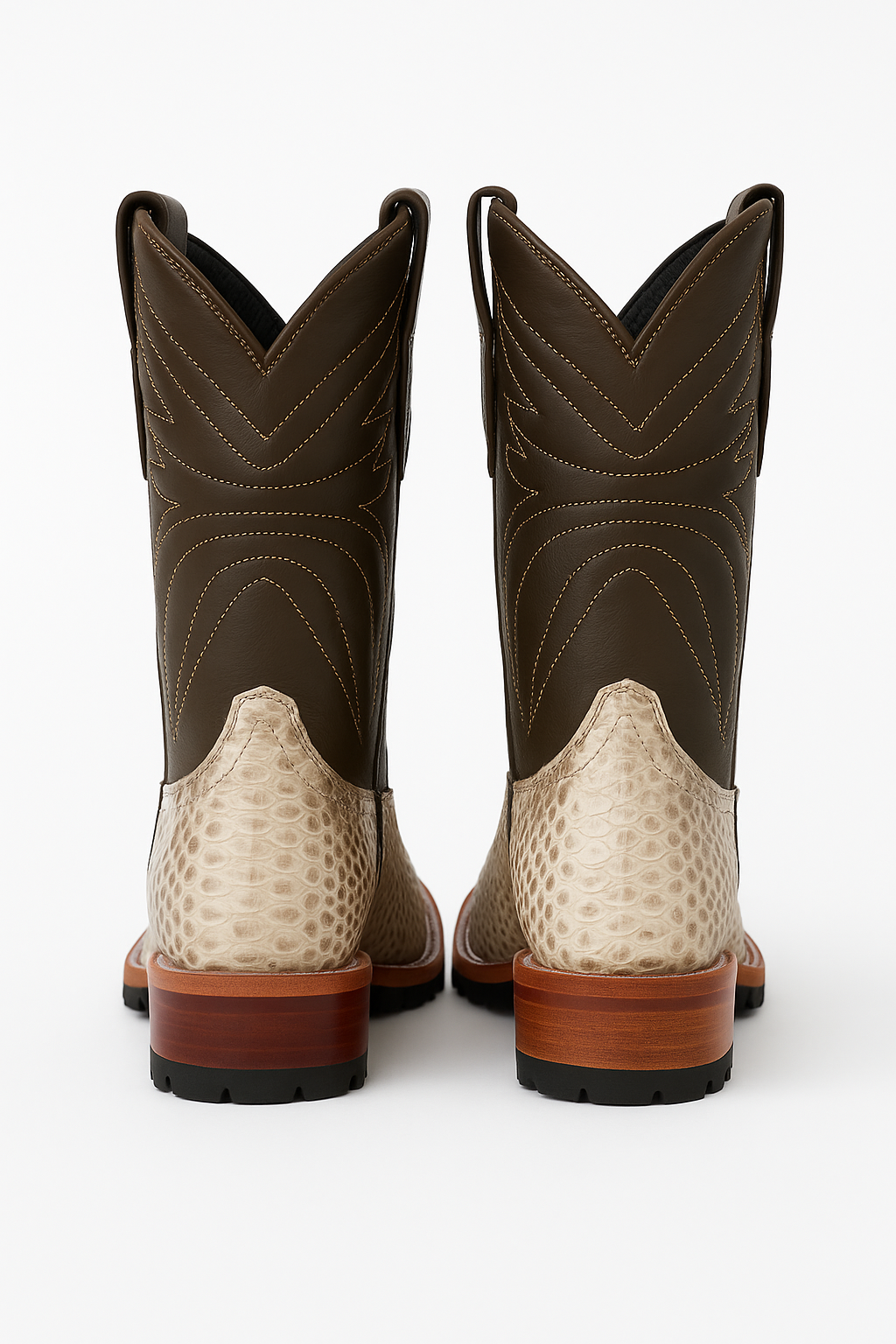 Dual-Tone Genuine Python Boots