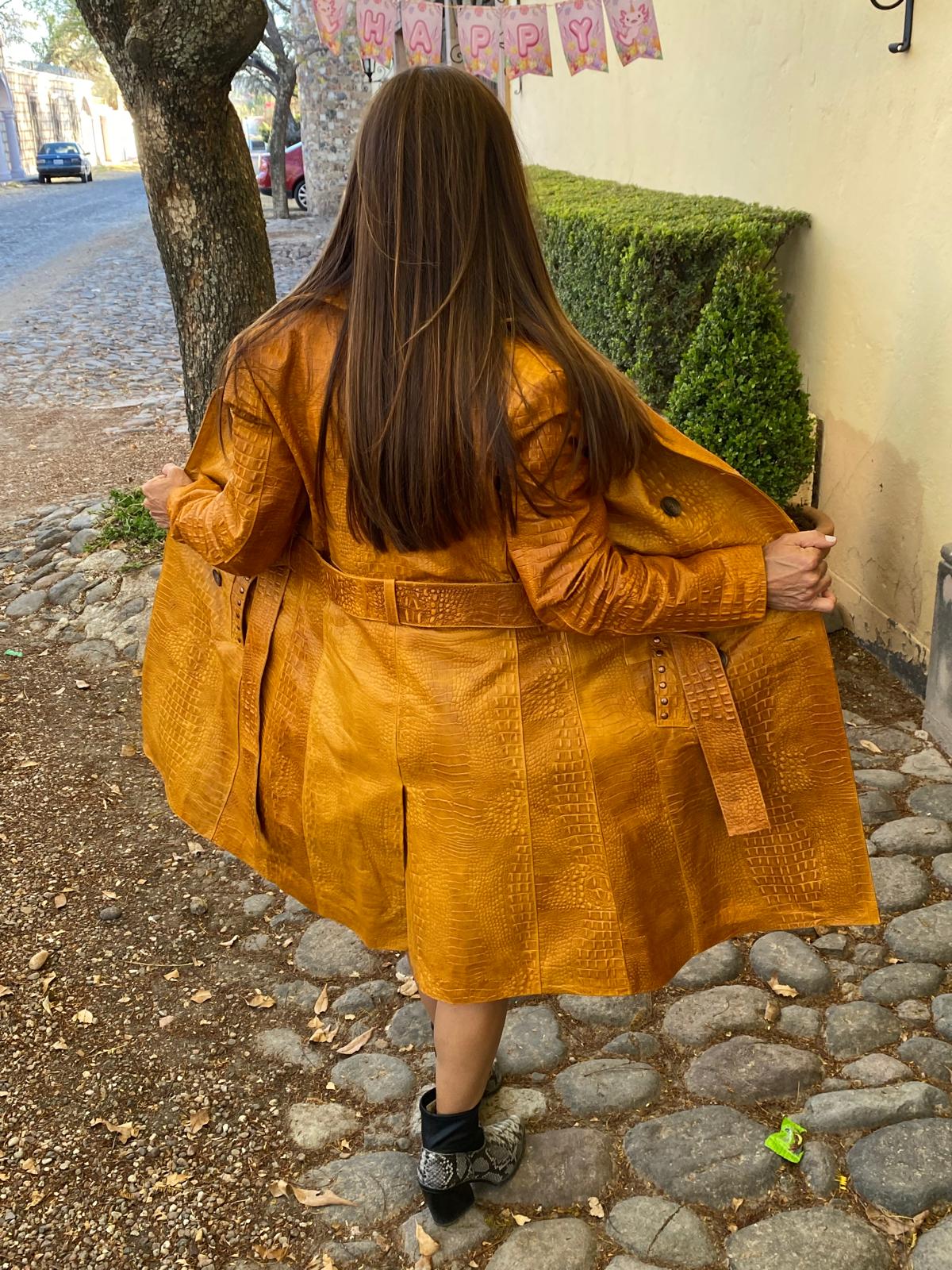 Embossed Croc Trench in Distressed Finish texas