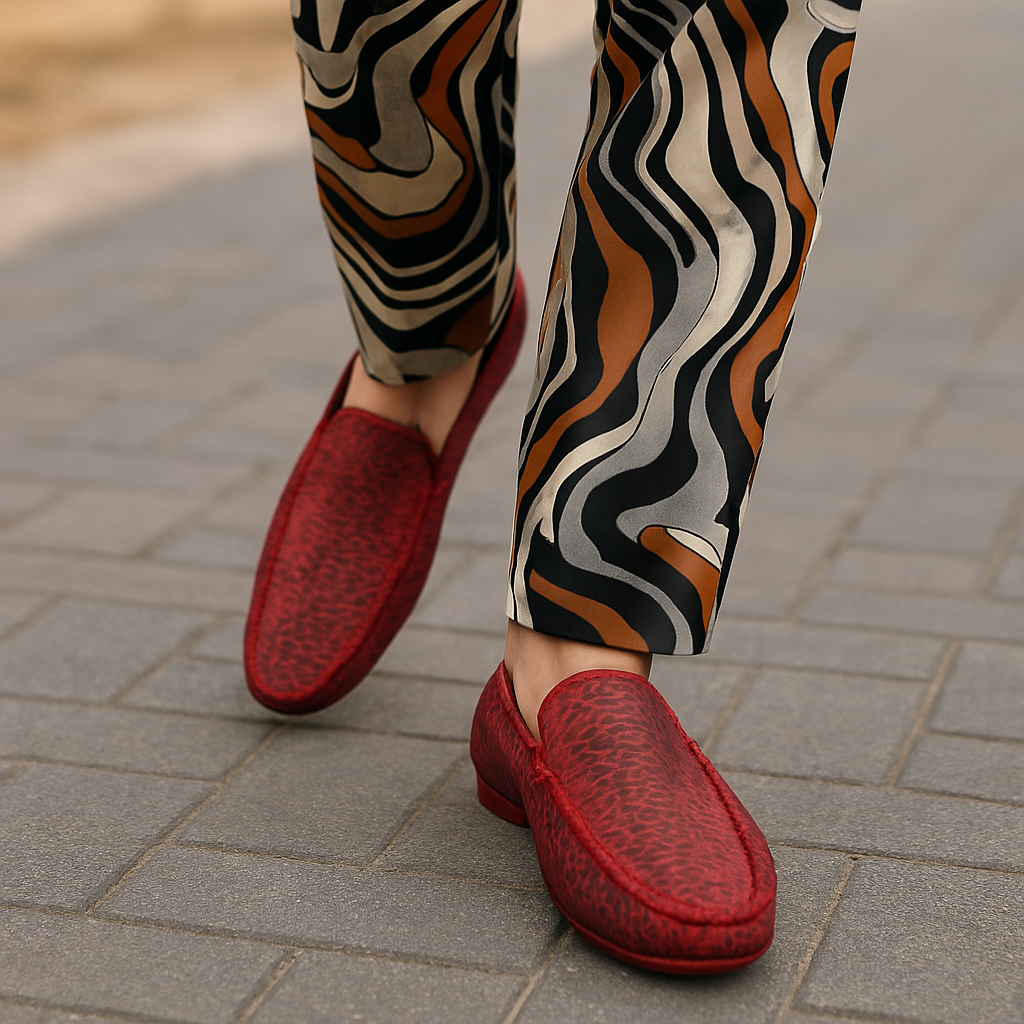 Exotic Red Python Print Moccasins