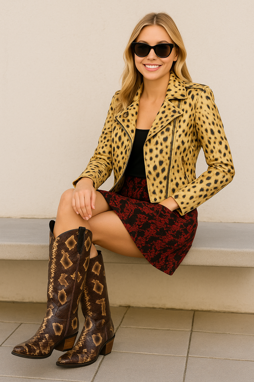 Premium Embossed Snake Leather Boots
