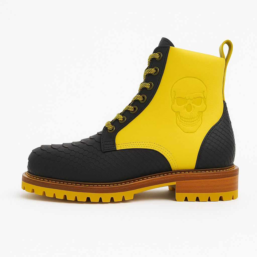 Two-Tone-Black Python & Yellow Leather