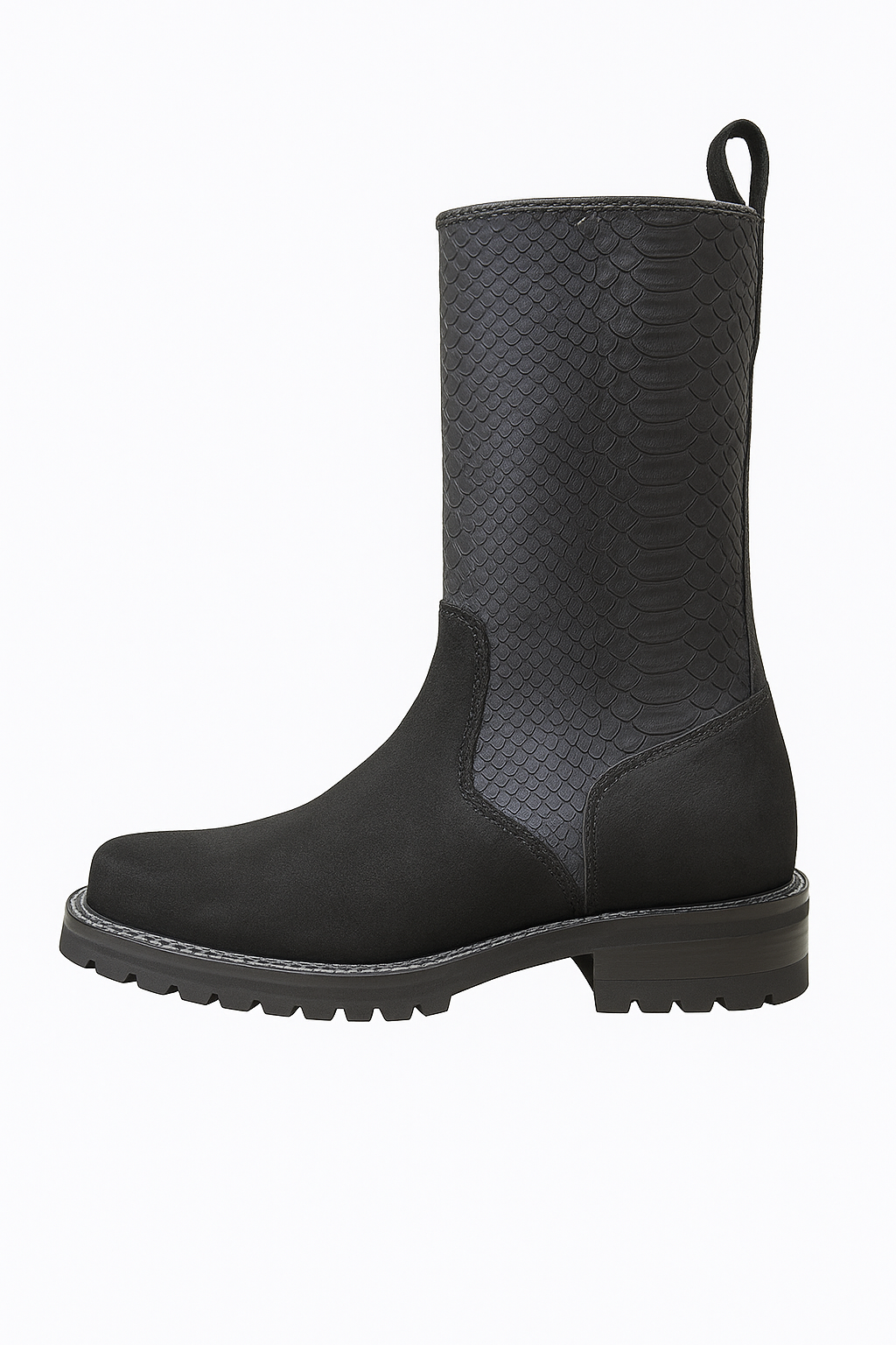 All-Black Exotic Leather Boots