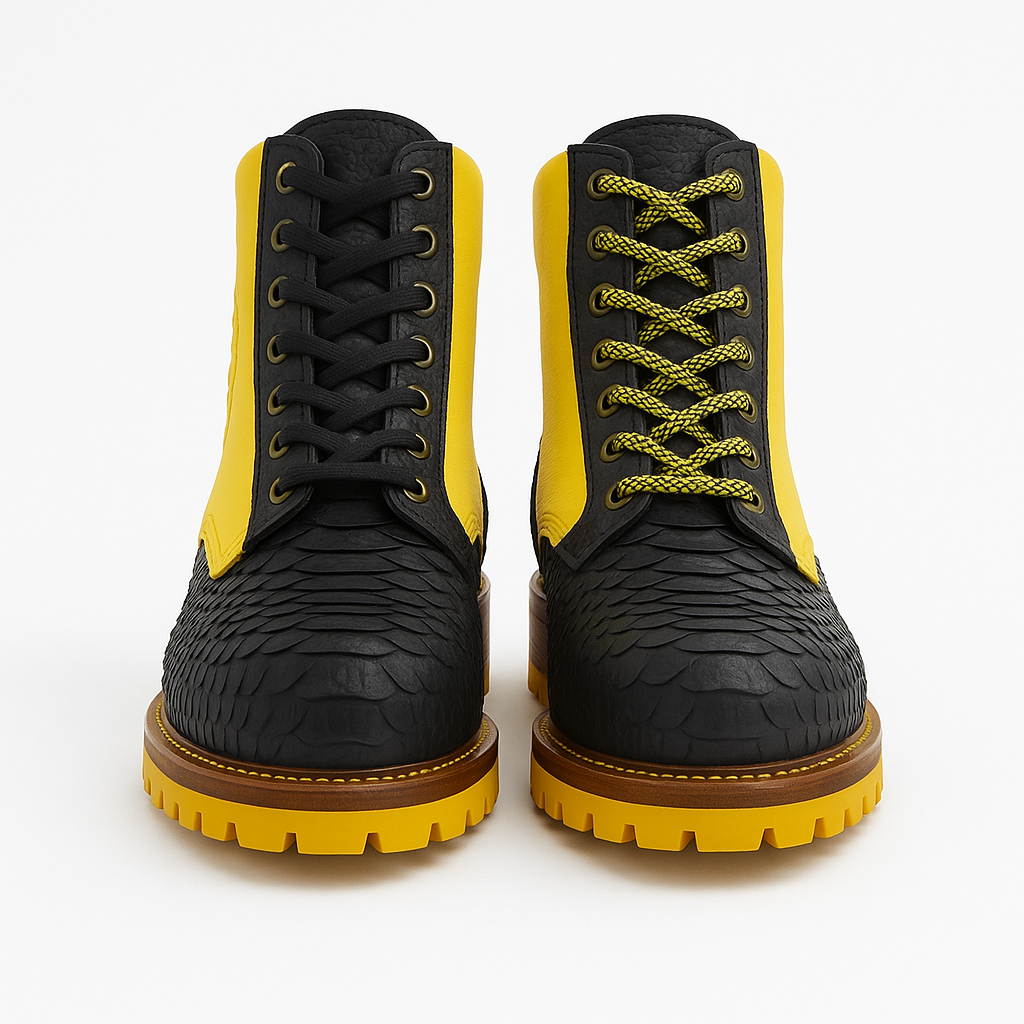 Two-Tone-Black Python & Yellow Leather