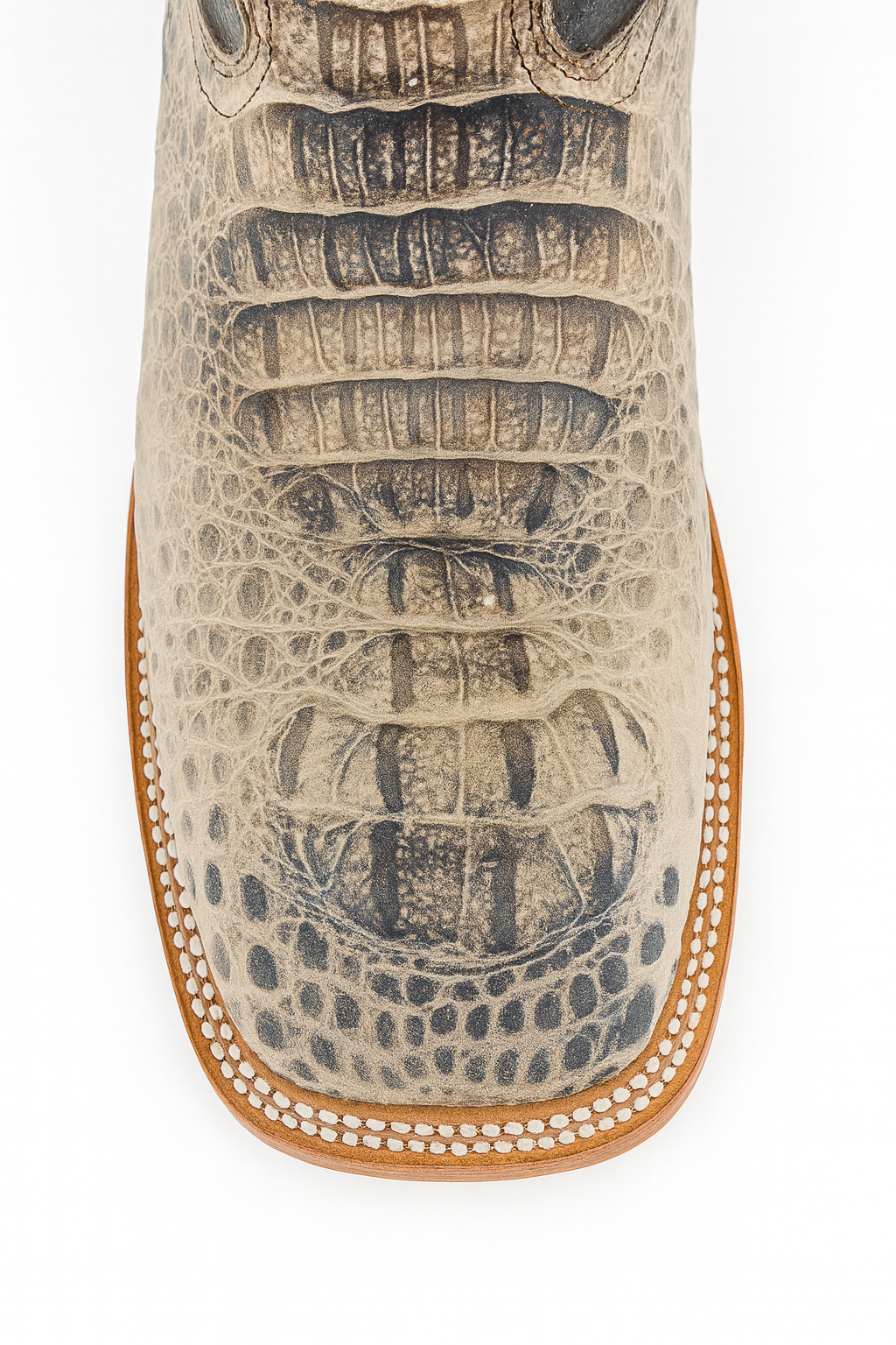 Distressed black western Boots with Crocodile Texture Vamp