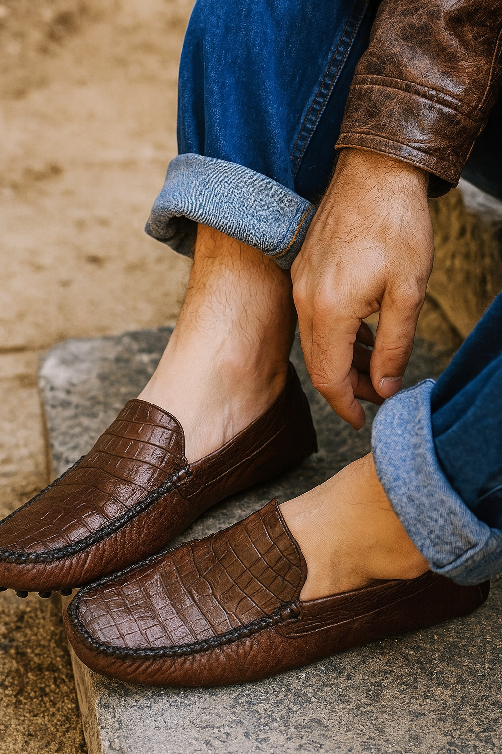 Classic Crocodile Embossed Loafers