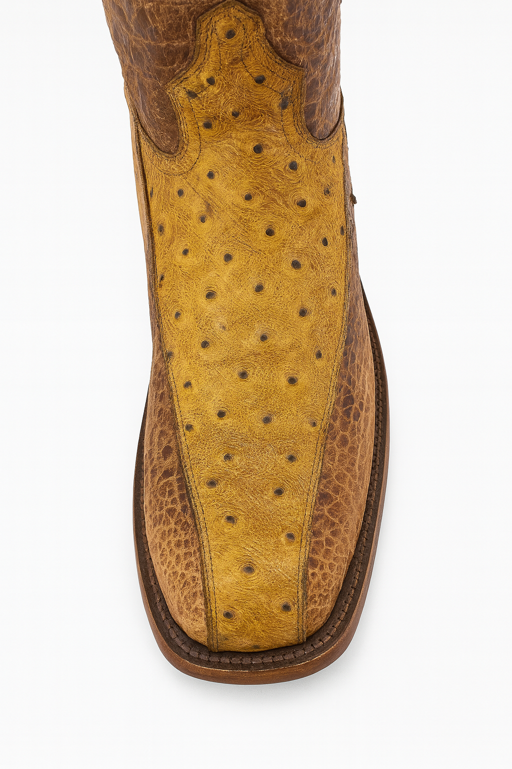 Embossed Crocodile & Ostrich Leather Cowboy Boots – Antique Finish, Handcrafted Western