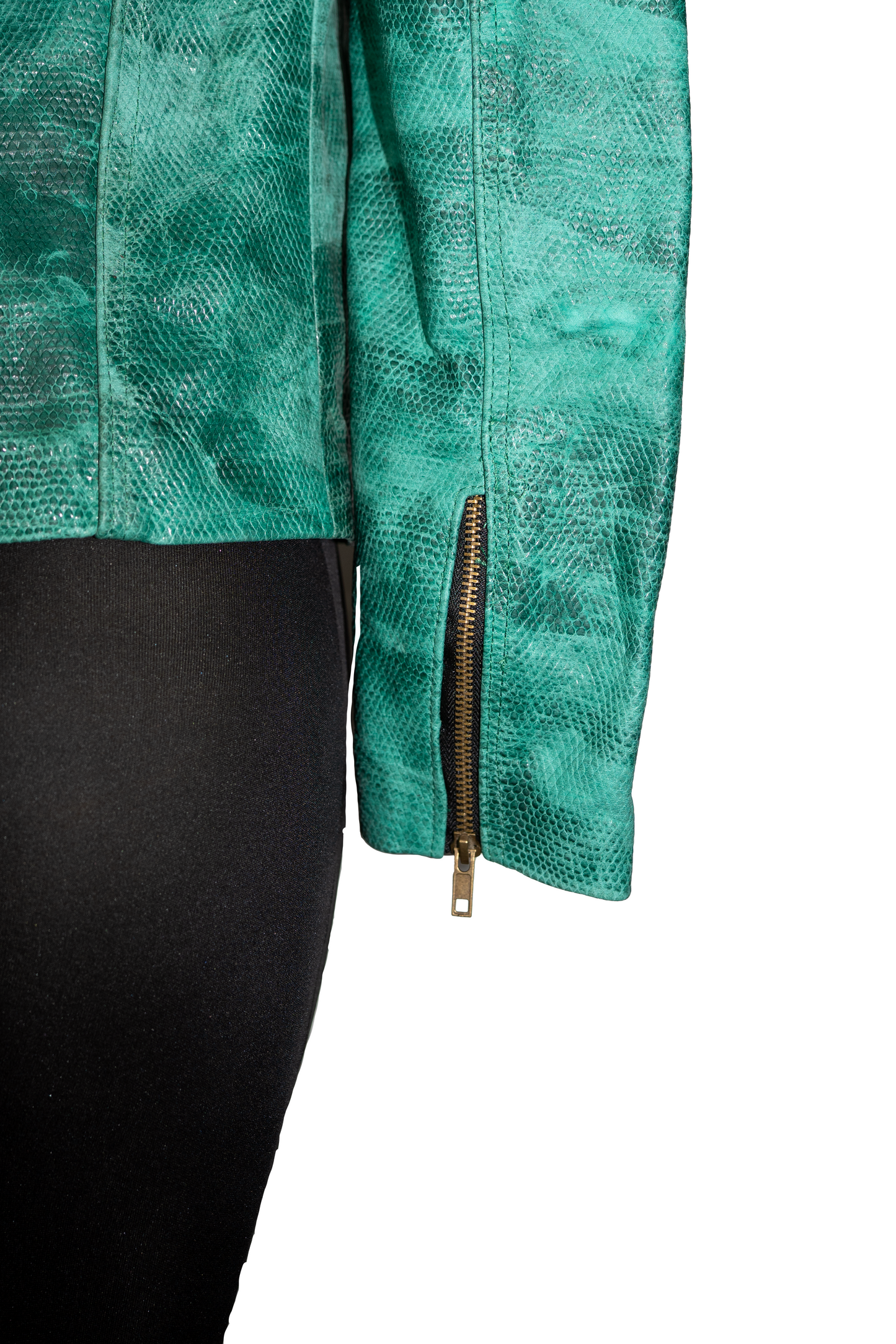 Emerald Rush Moto Jacket – Distressed Detail
