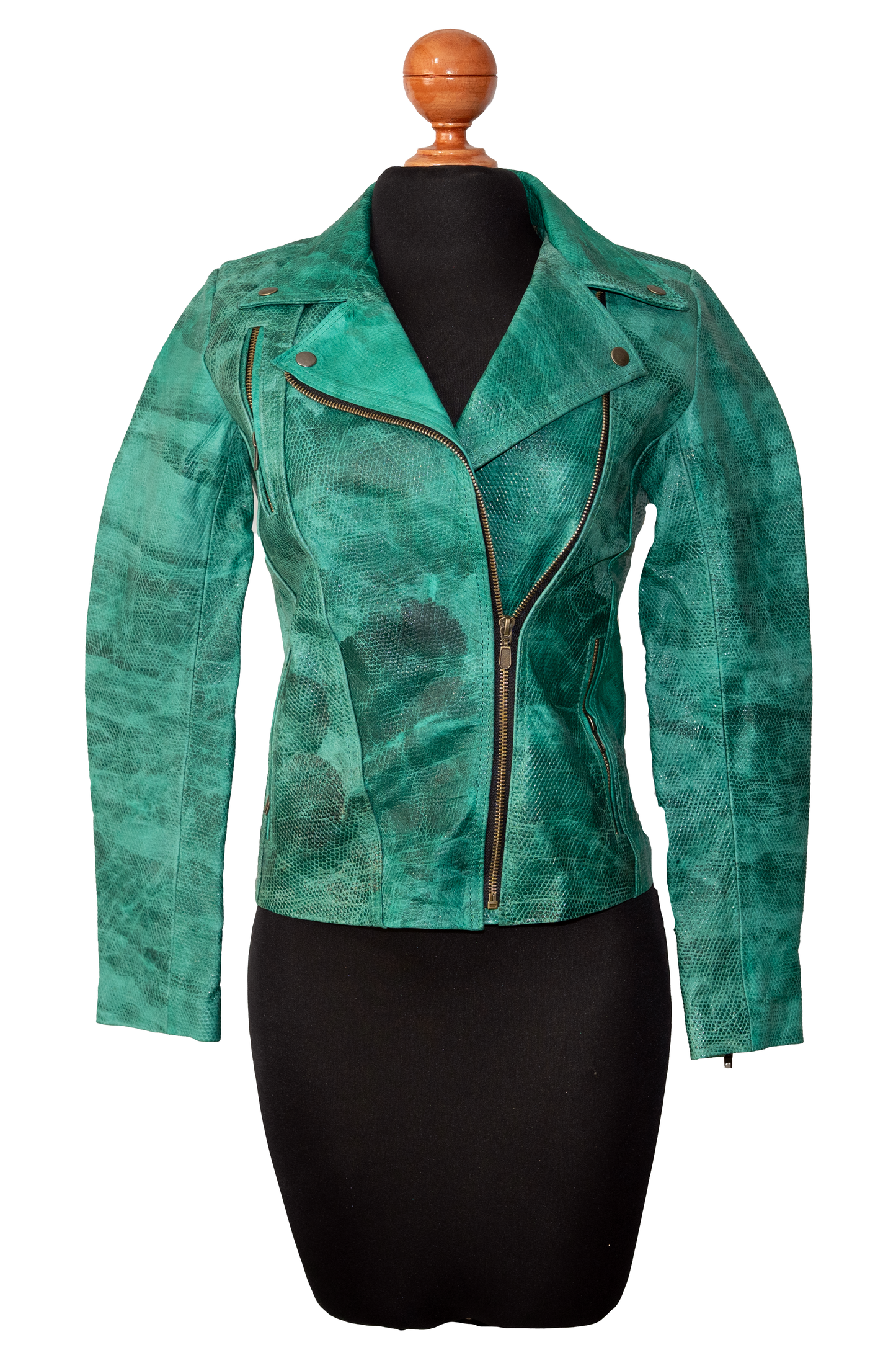 Emerald Rush Moto Jacket – Distressed Detail