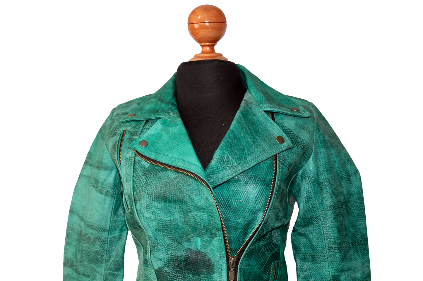 Emerald Rush Moto Jacket – Distressed Detail