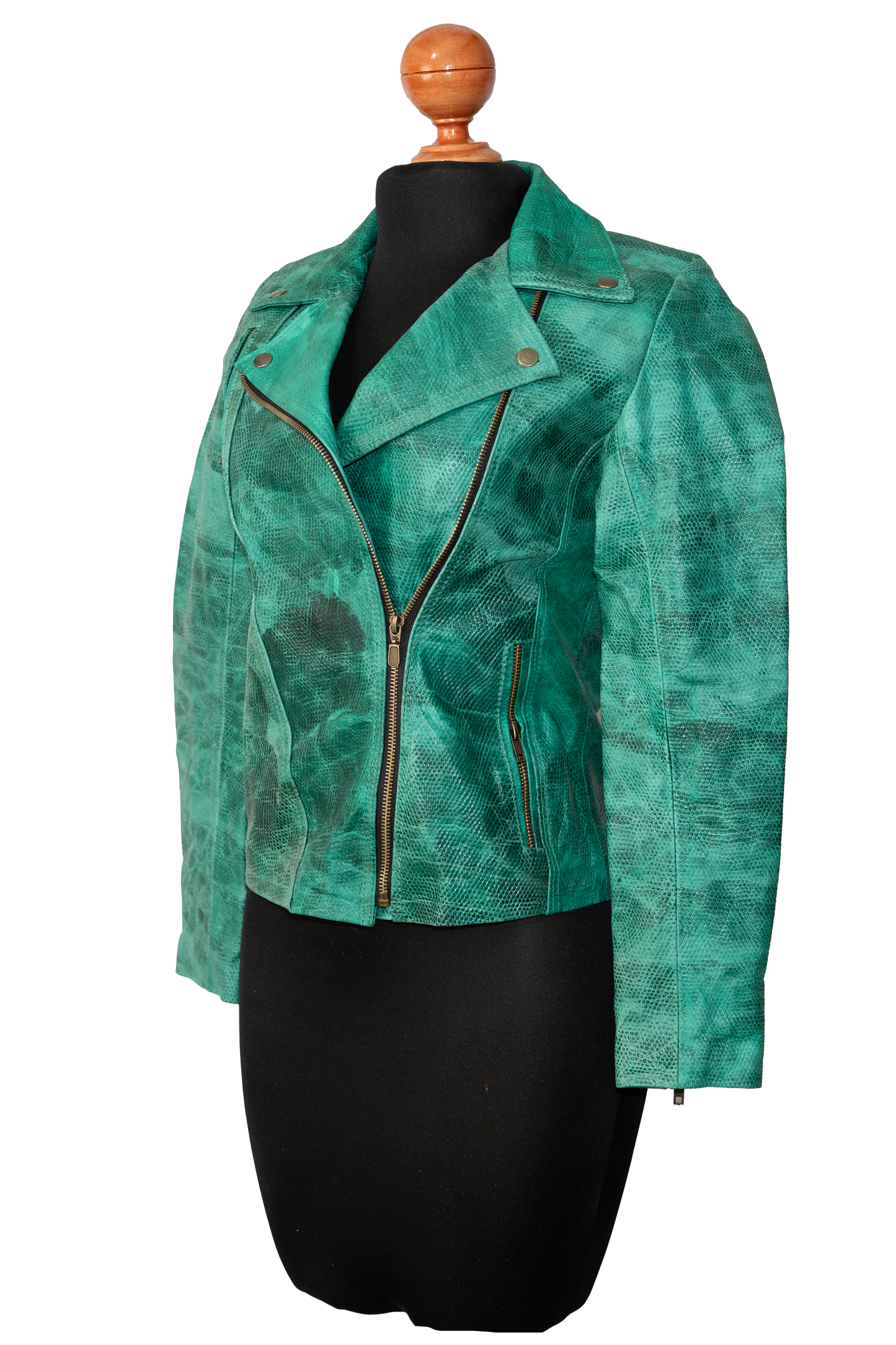 Emerald Rush Moto Jacket – Distressed Detail