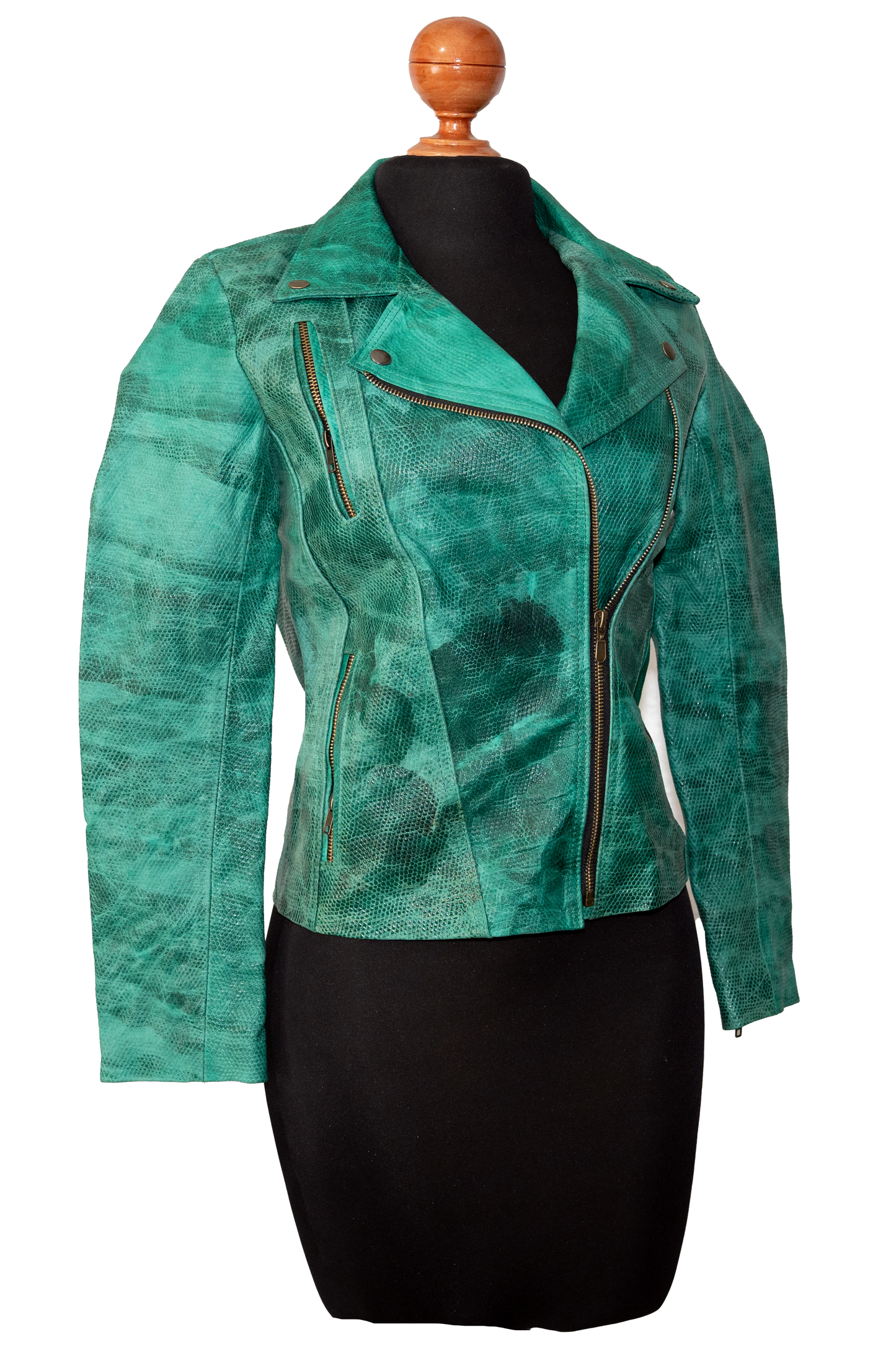 Emerald Rush Moto Jacket – Distressed Detail