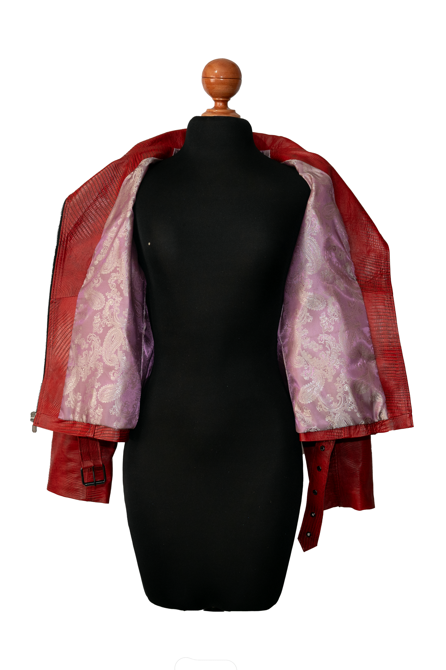 womens Lizard-Motorcycle Jacket – Red Leather with Exotic Texture dallas