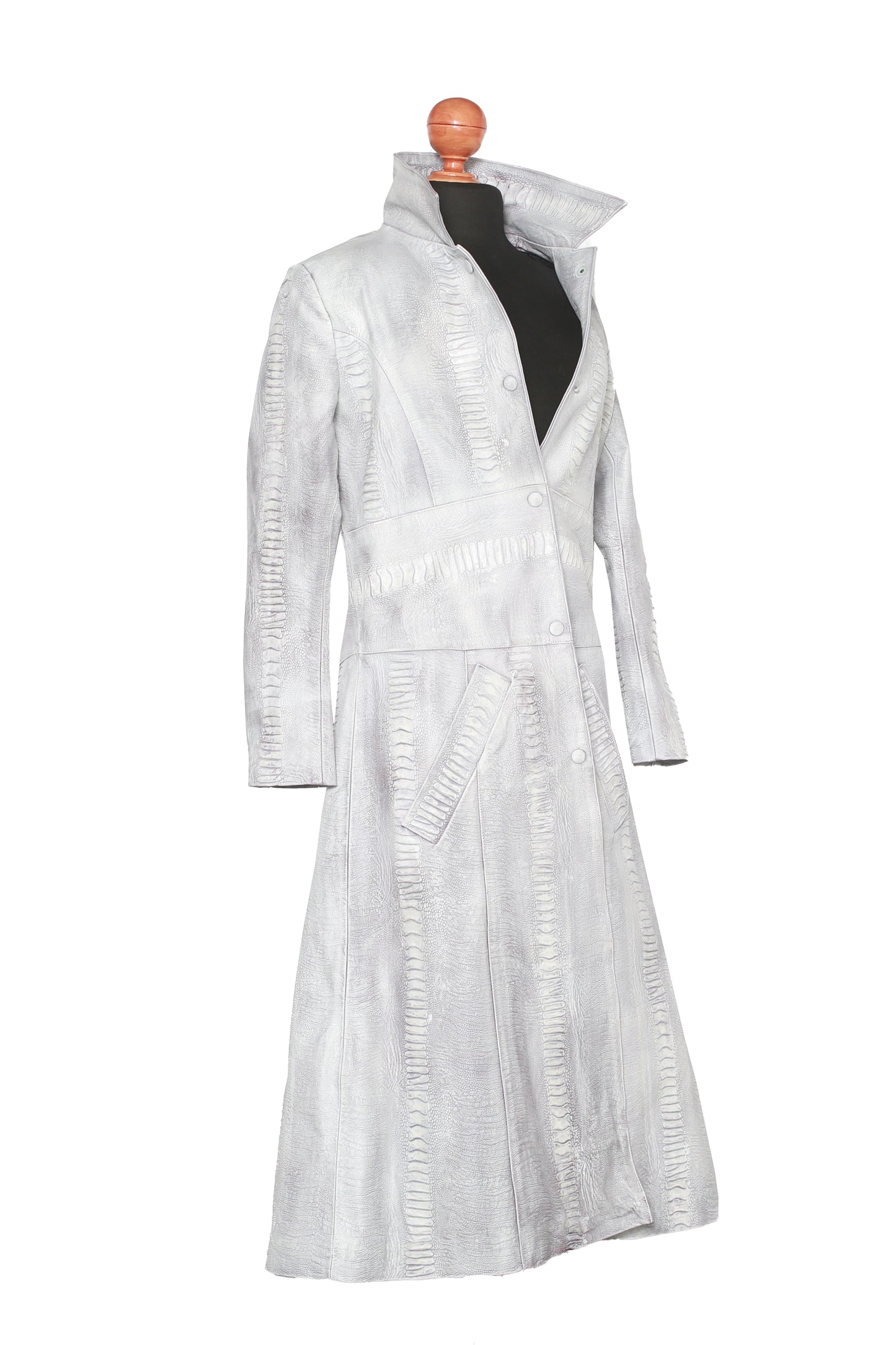 Fierce Grace Embossed Leather Overcoat
