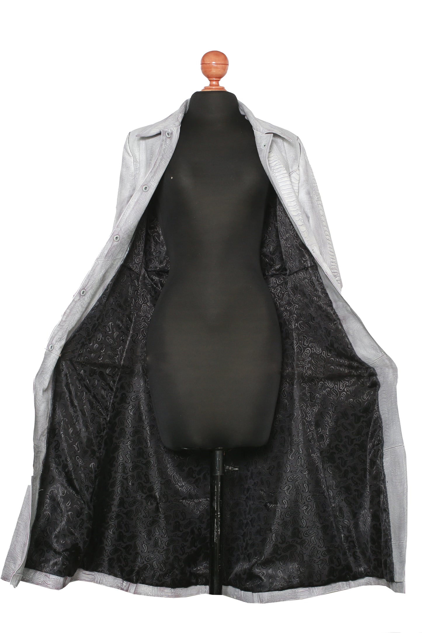 Fierce Grace Embossed Leather Overcoat texas