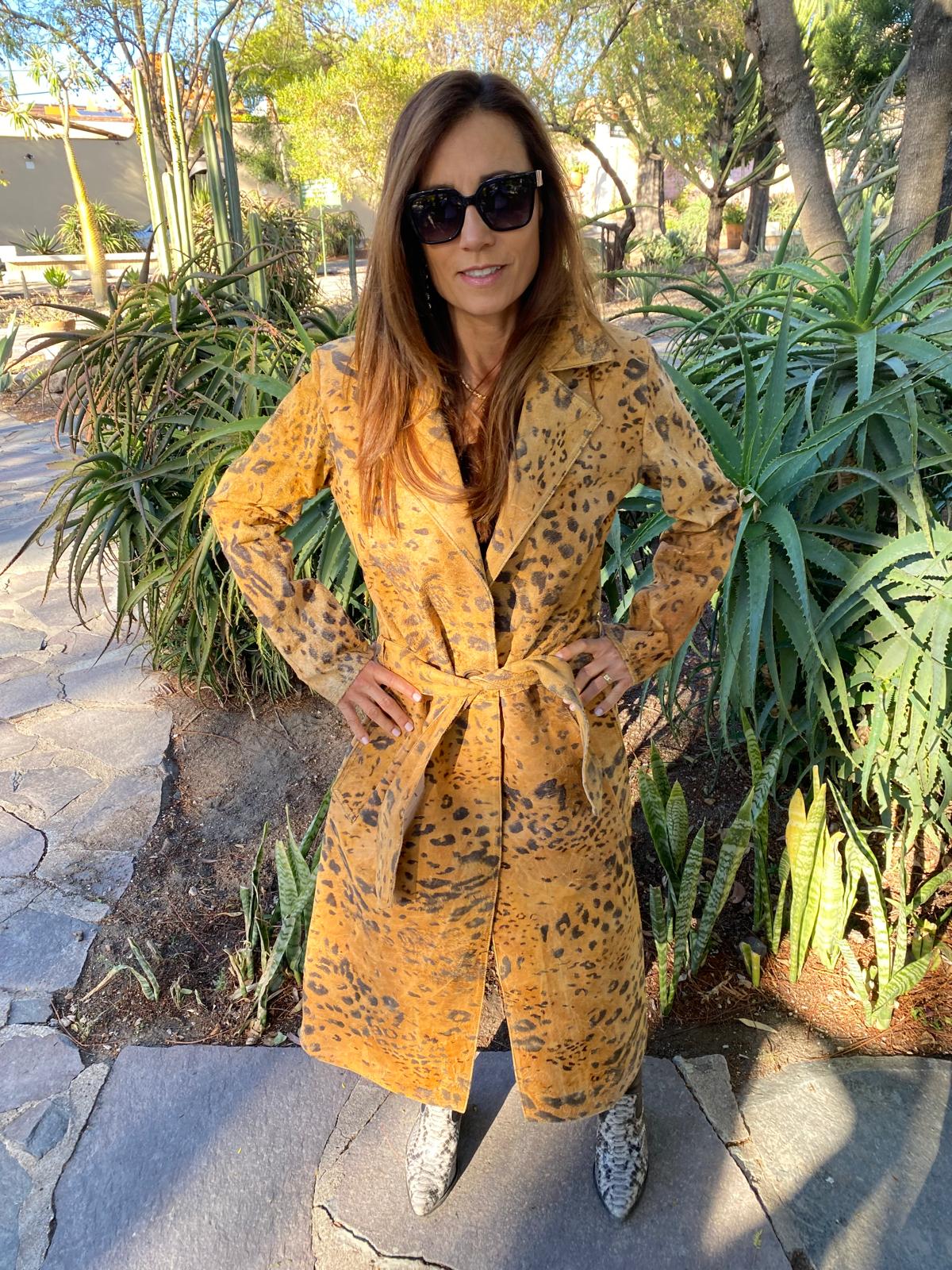 Golden Wild Cat Leather Overcoat california