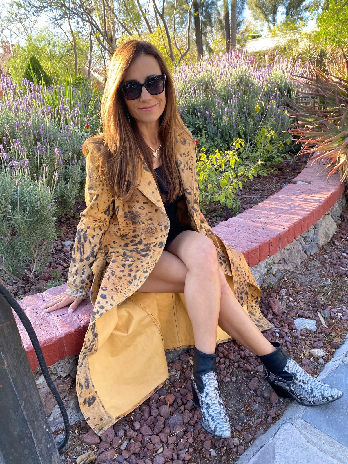 Golden Wild Cat Leather Overcoat las vegas
