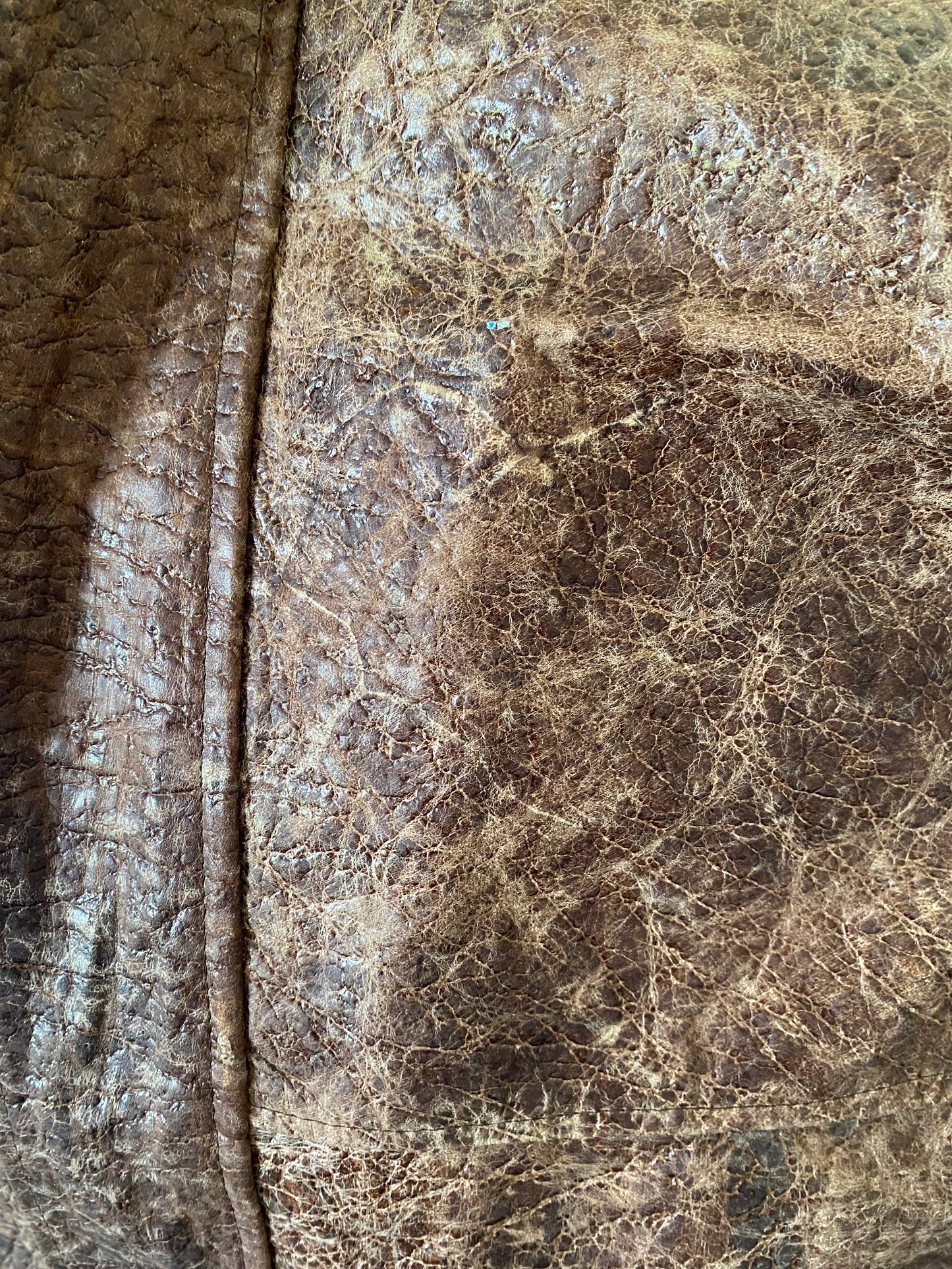 Distressed Antique Brown Leather Jacket – Vintage Oversized Bomber Style