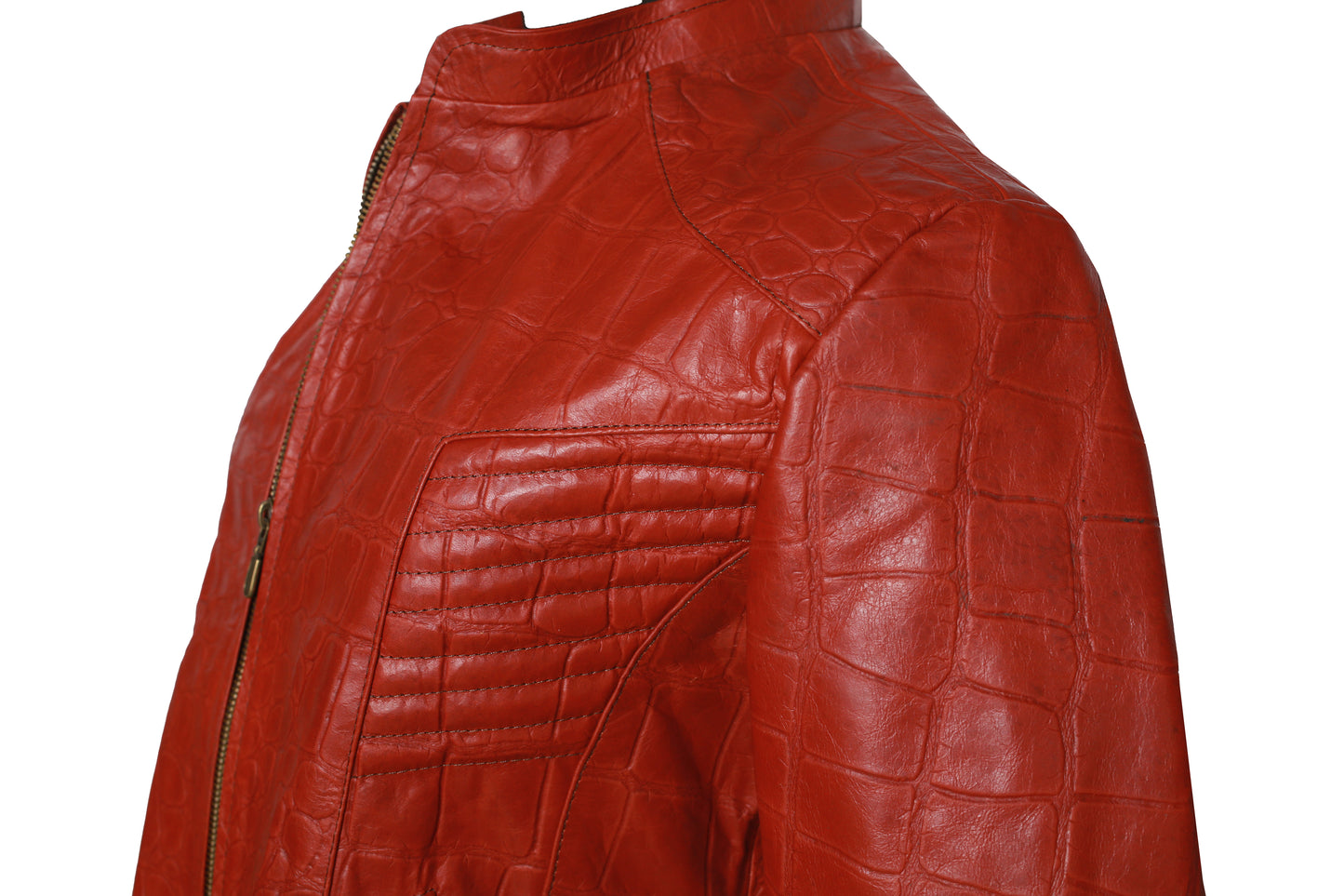 Jacket – Earth-Toned Crocodile Embossed Leather chicago