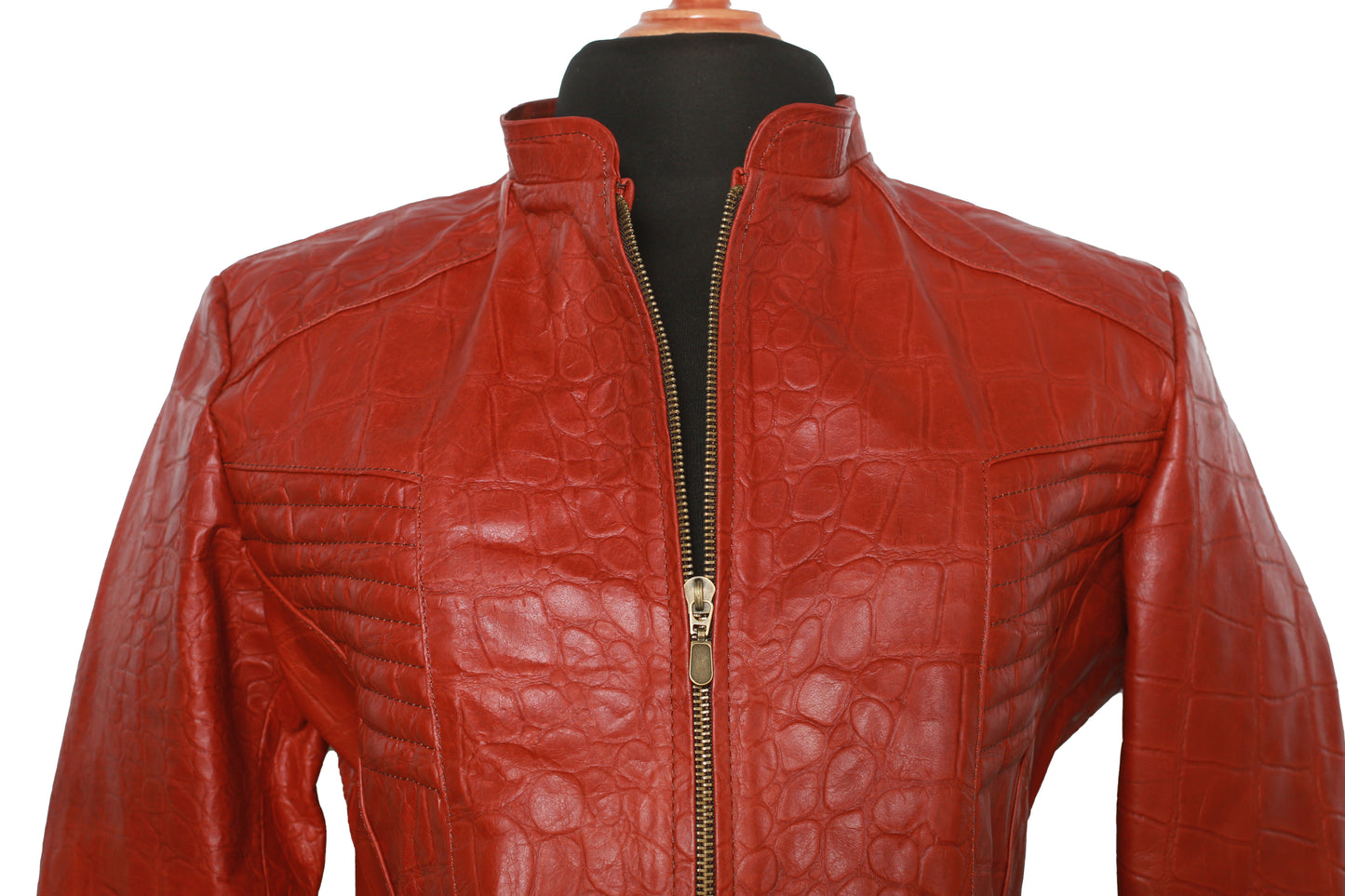 Jacket – Earth-Toned Crocodile Embossed Leather los angeles