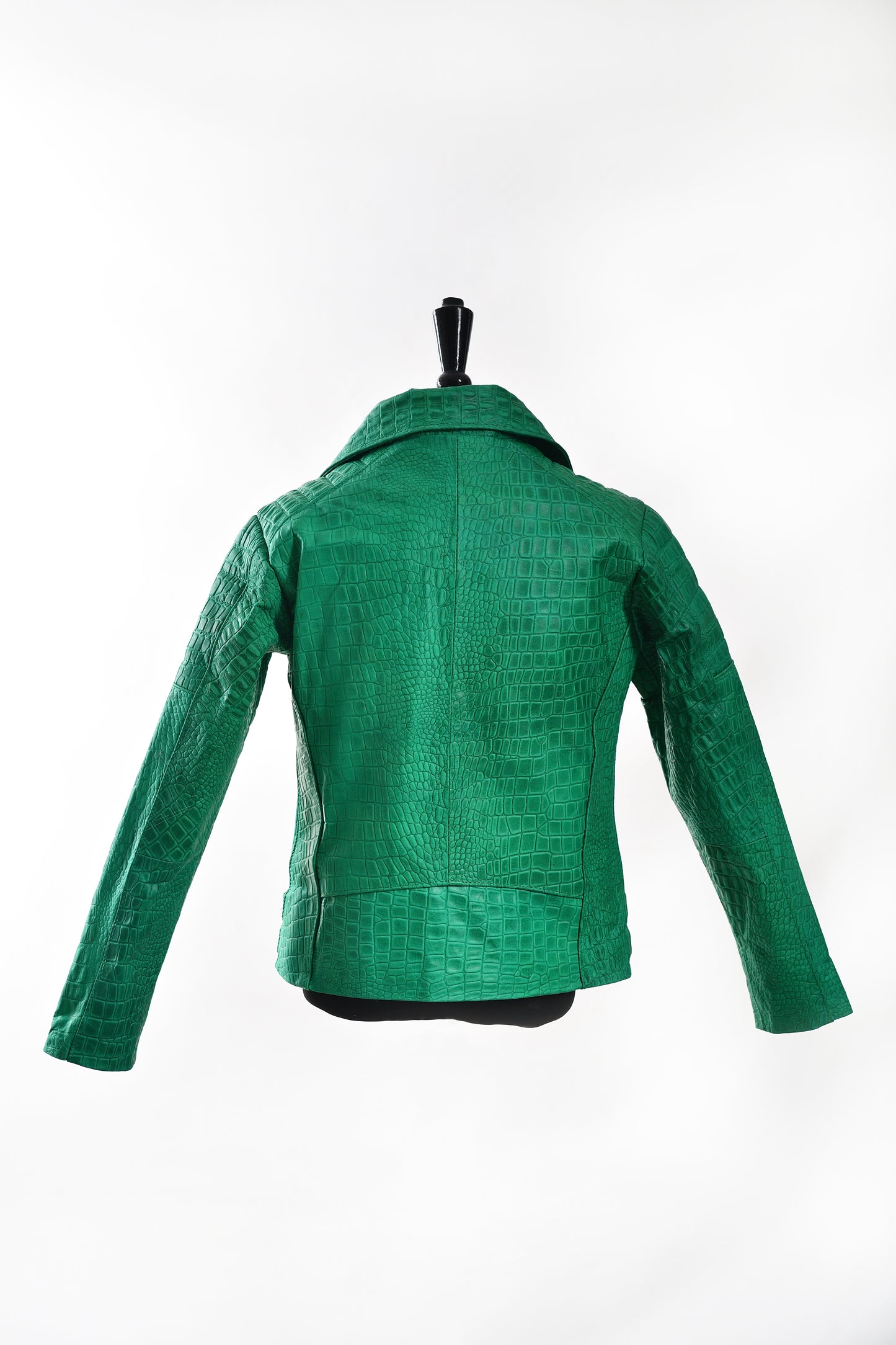 Kids Green Crocodile-Embossed Moto Jacket california