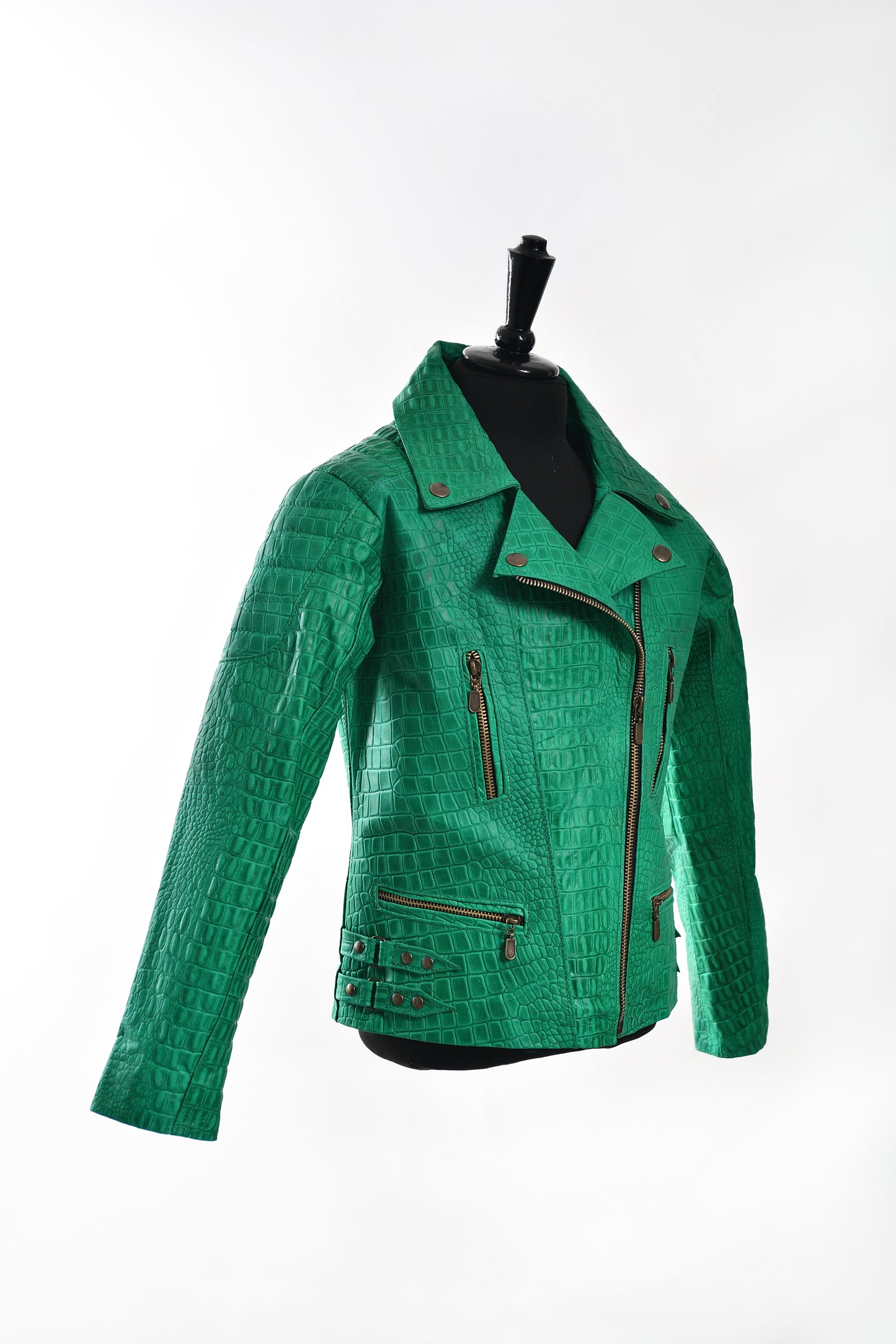 Kids Green Crocodile-Embossed Moto Jacket near me