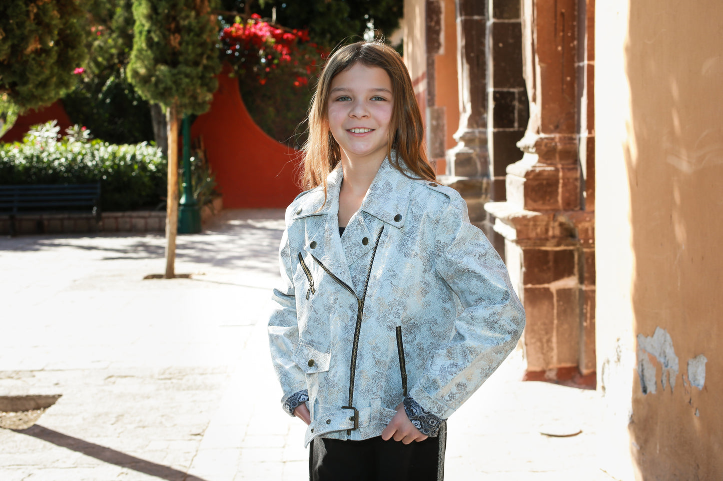 Kids Light Metallic Leather Jacket las vegas