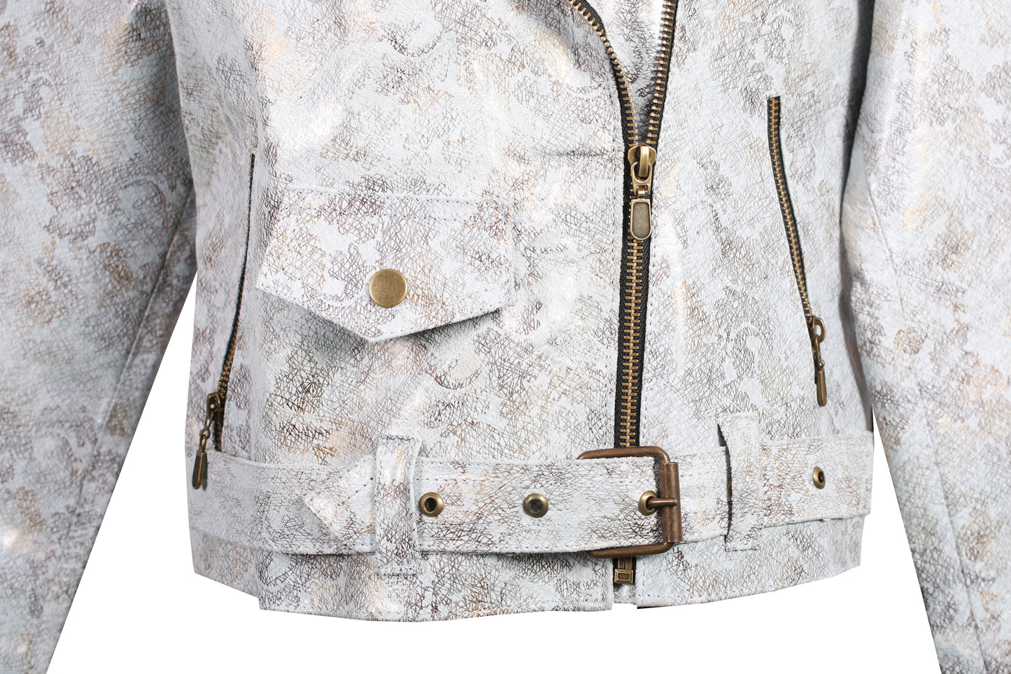 Kids Light Metallic Leather Jacket new york