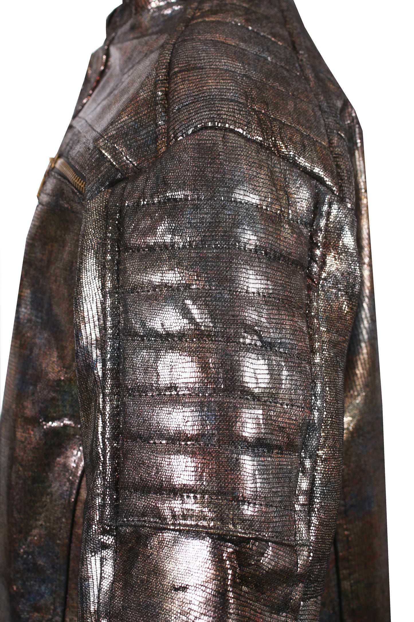 Kids Metallic Coated Leather Jacket – Black & Bronze Moto Style los angeles