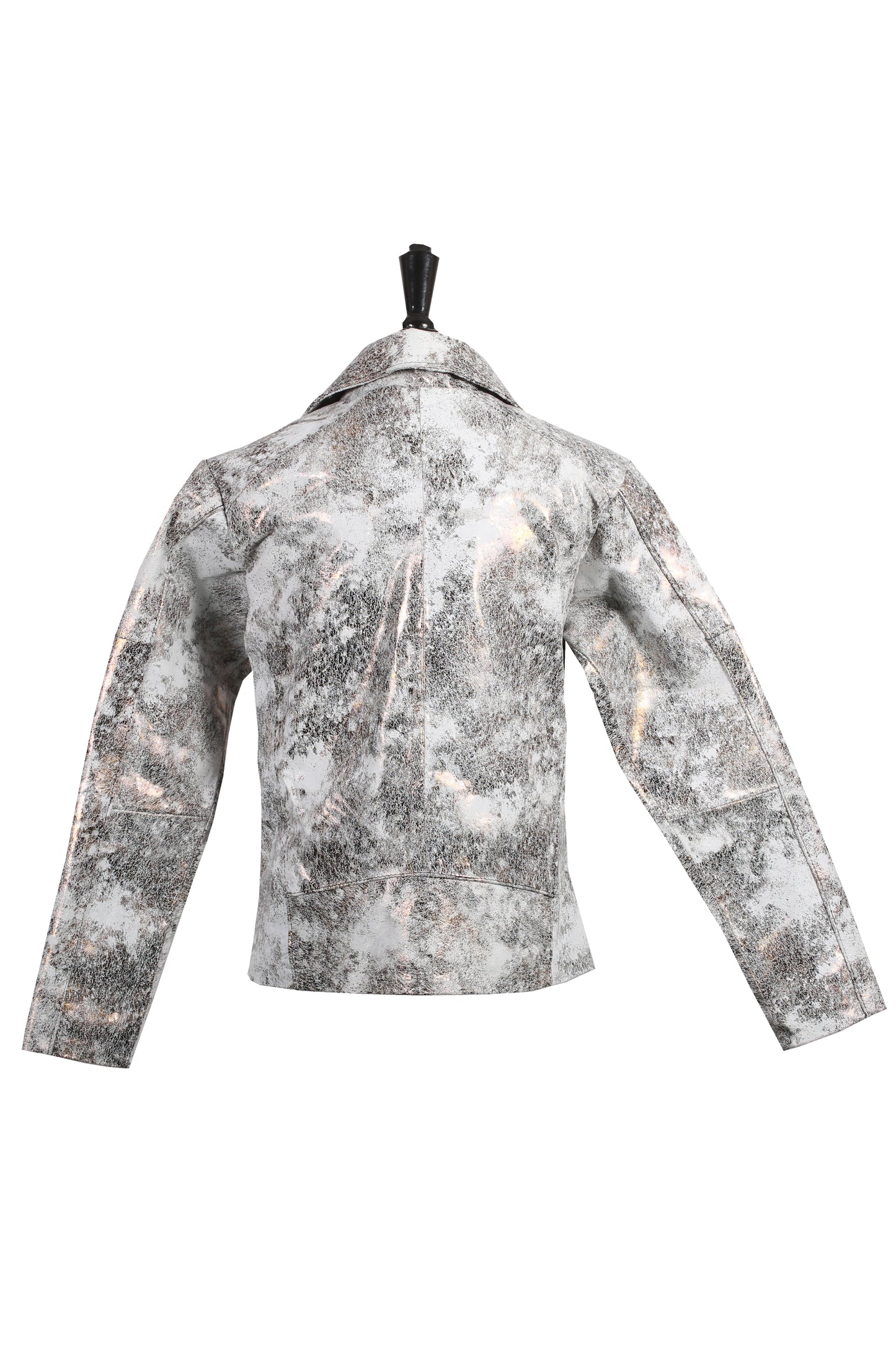 Kids Metallic Marble-Print Leather Biker Jacket los angeles