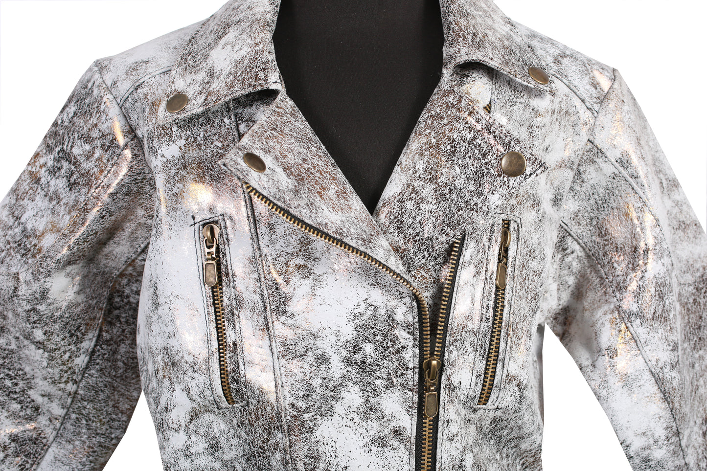 Kids Metallic Marble-Print Leather Biker Jacket new york